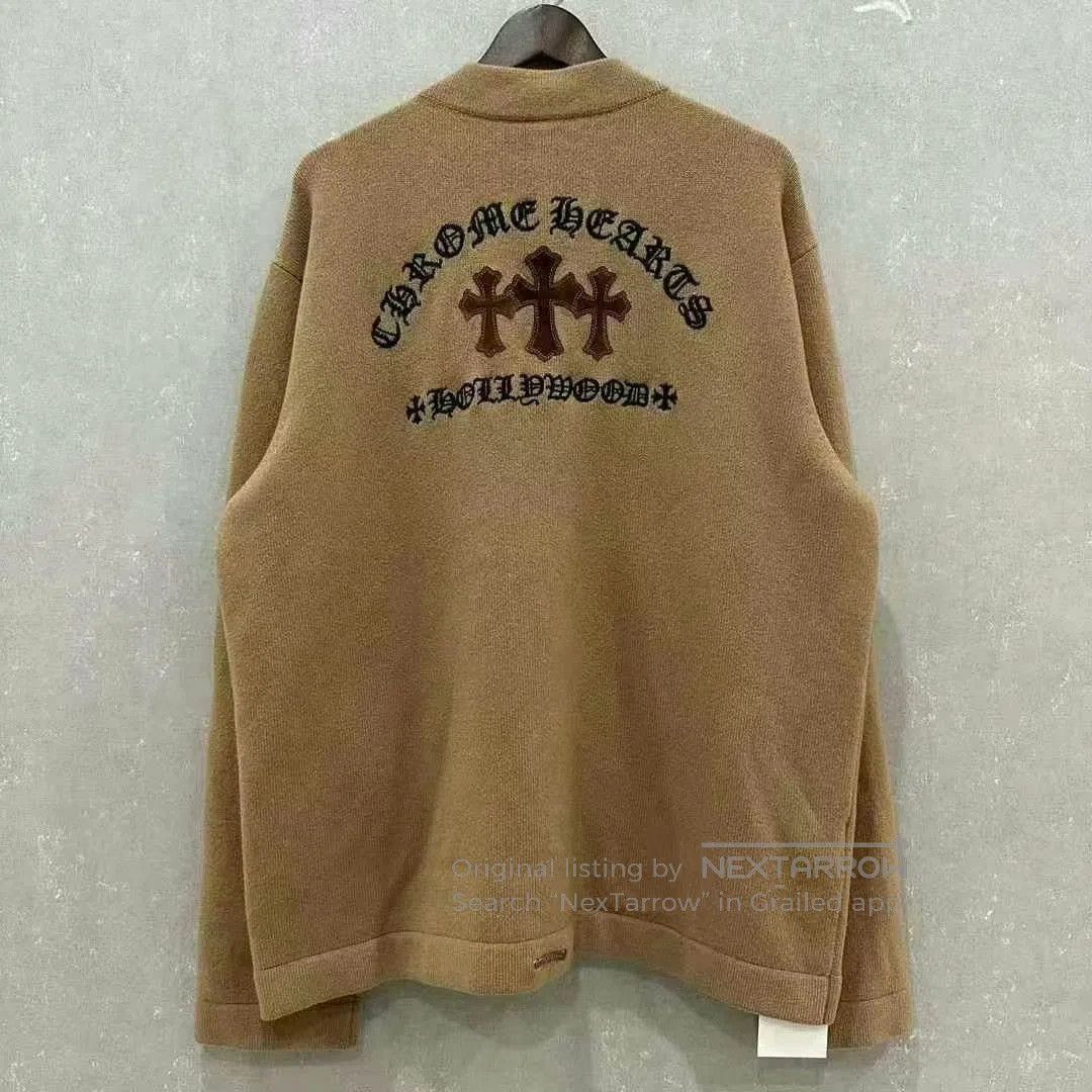 Chrome Hearts chrome hearts cross knit cardigan in beige. Size US XL / EU 56 / 4 - 2 Thumbnail