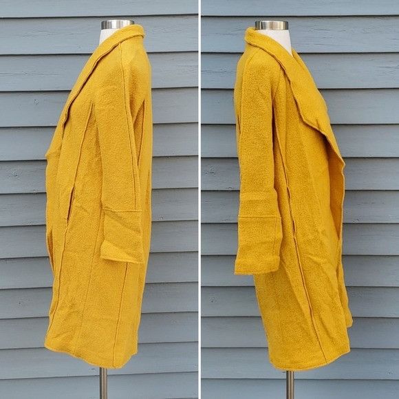 Elie Tahari Tahari Mustard Yellow Boucle Nubby Wool Lagenlook Wool Blend Size XS / US 0-2 / IT 36-38 - 3 Thumbnail
