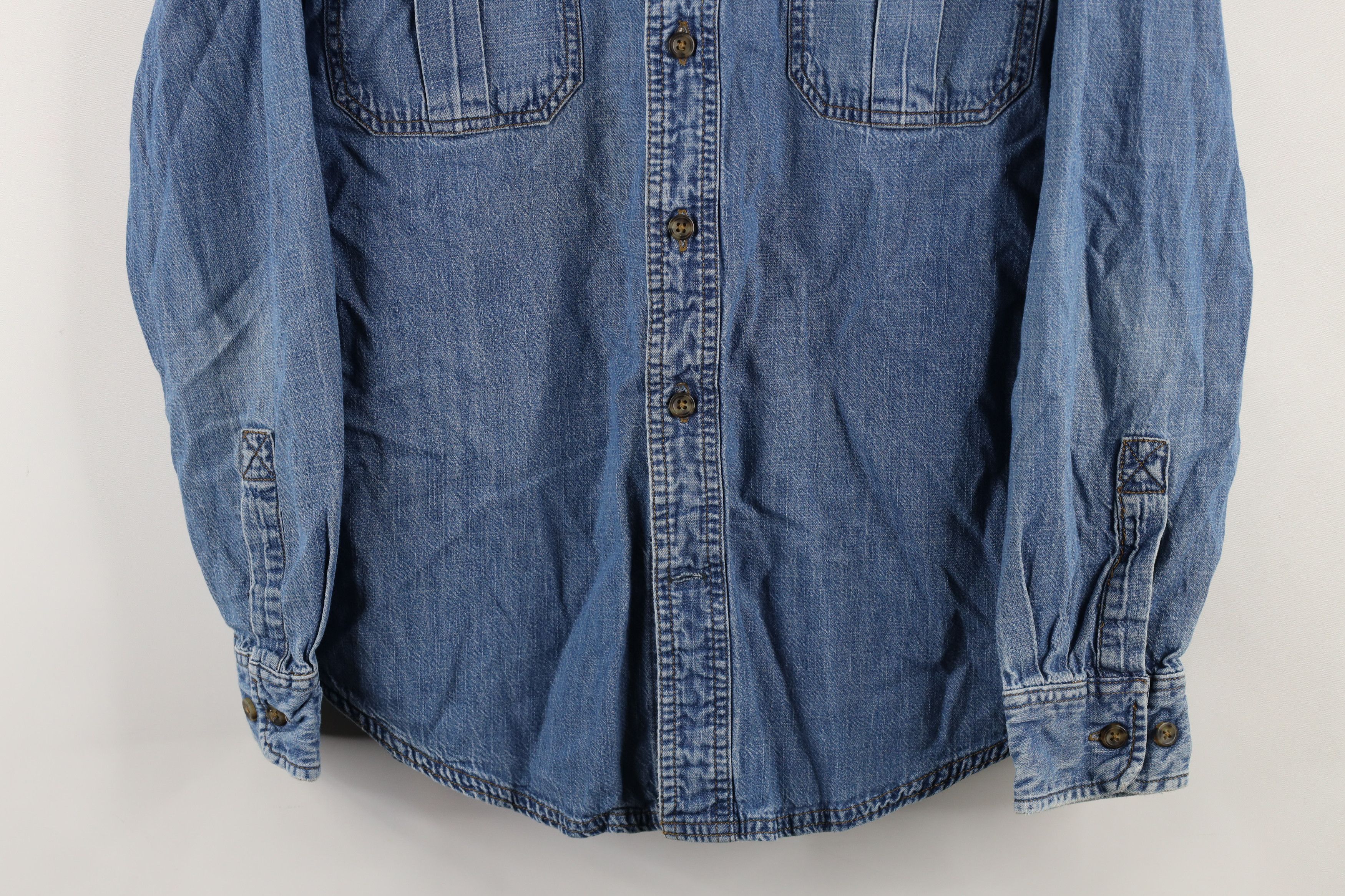 Vintage Vintage 90s Streetwear Denim Jean Collared Button Shirt Size US S / EU 44-46 / 1 - 3 Thumbnail