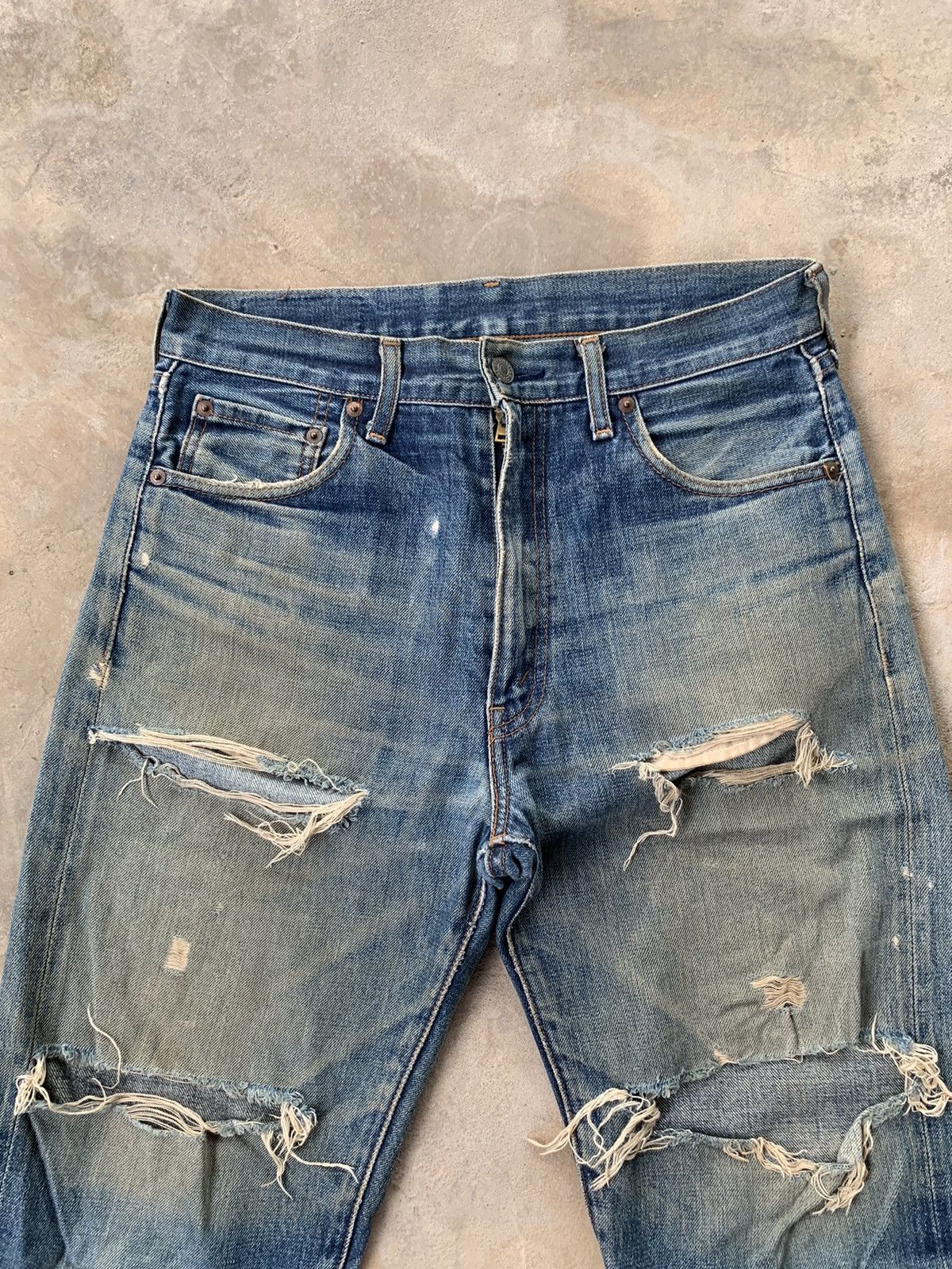 Levi's Vintage Levi’s Big E 502 Zip Talon Selvedge Distressed Denim Size US 31 - 5 Thumbnail