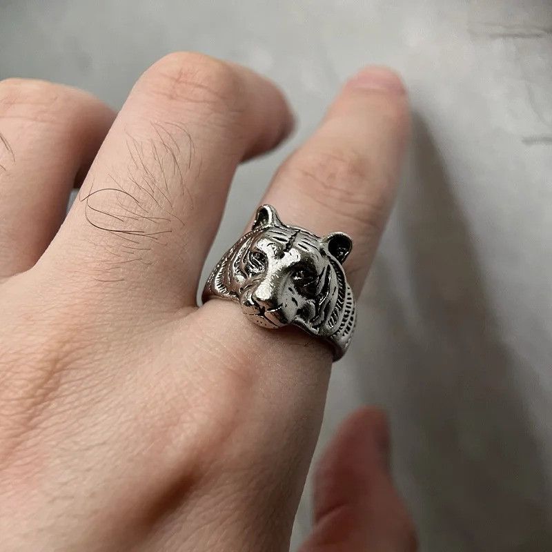 Jewelry × Vintage Retro Tiger Head Ring Size ONE SIZE - 6 Thumbnail