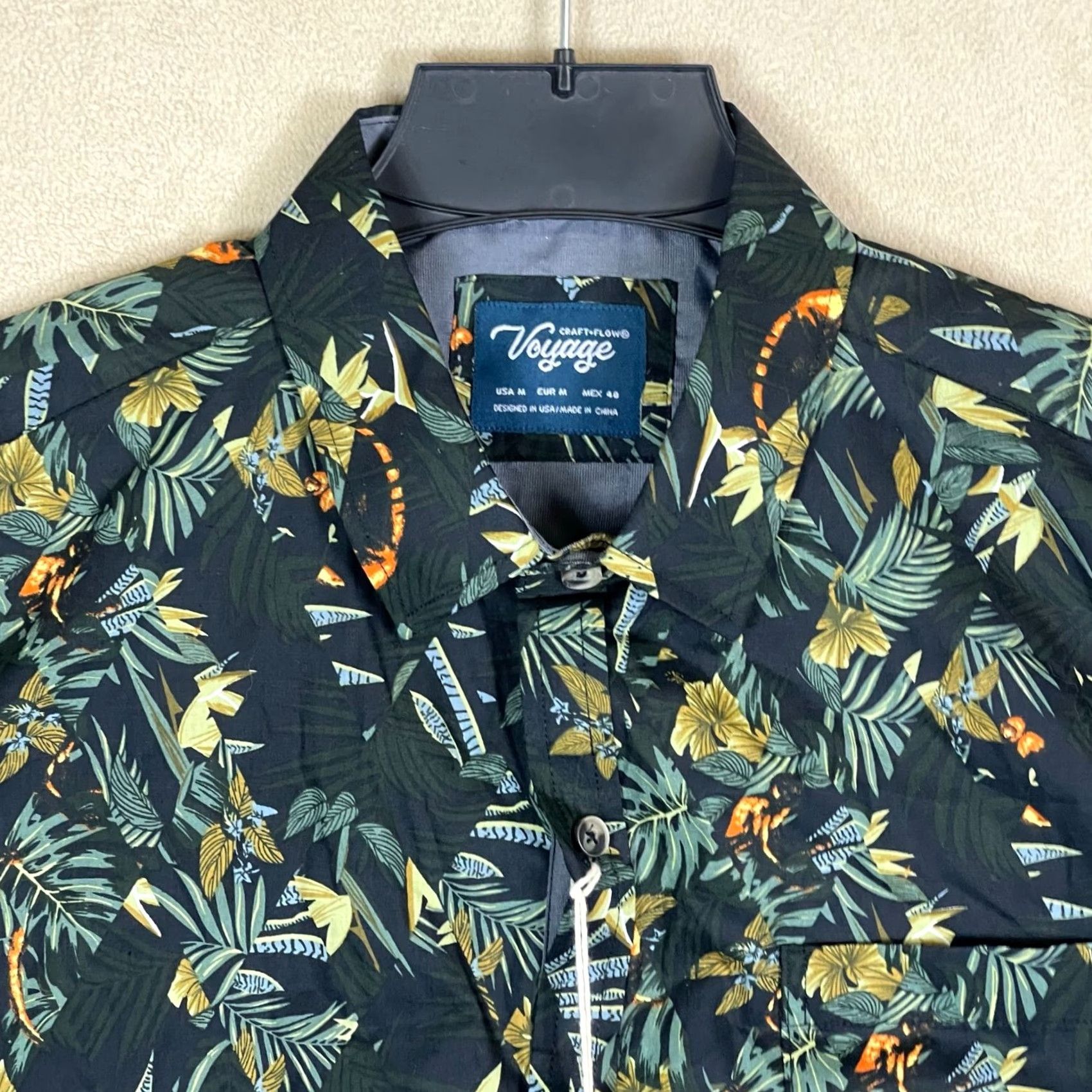 Vintage Voyage Craft Flow Shirt M Black Floral Tropical Short Sleeve Hawaiian Button Up Mens Size US M / EU 48-50 / 2 - 2 Thumbnail