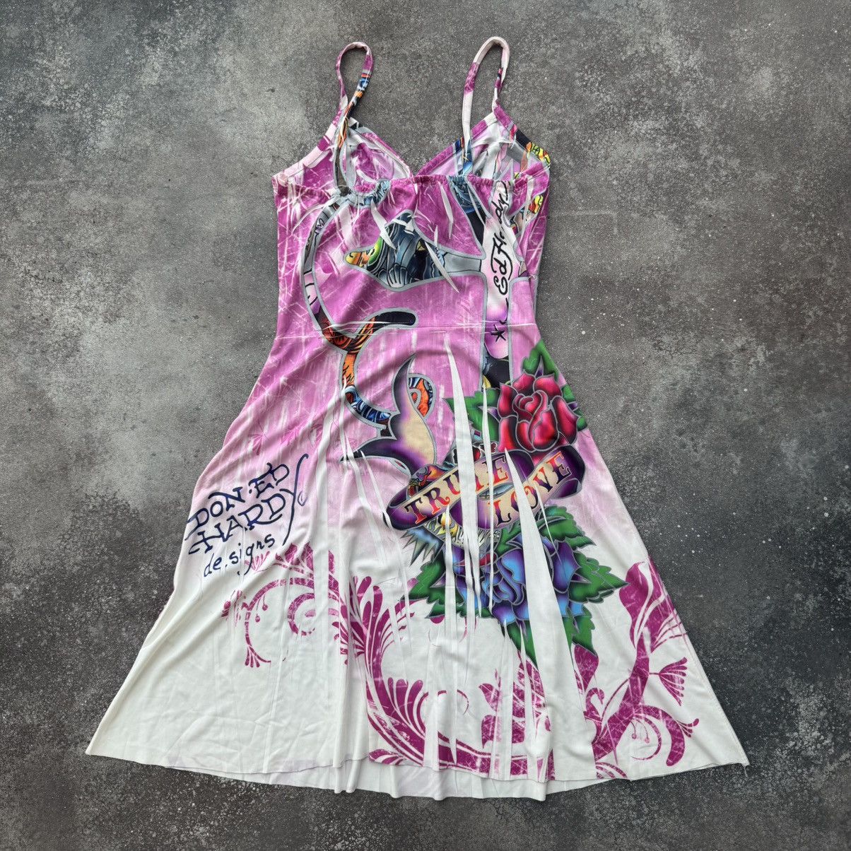 Ed Hardy Ed Hardy Vintage Y2K “True Love Rose” Pink Dress Size S / US 4 / IT 40 - 10 Thumbnail