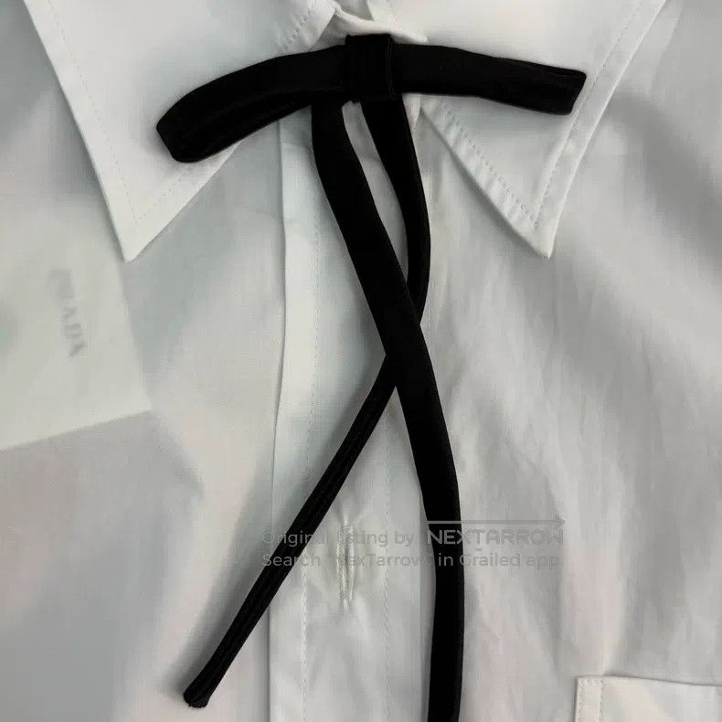 Prada Prada White classic logo bow shirt Size XS / US 0-2 / IT 36-38 - 9 Thumbnail