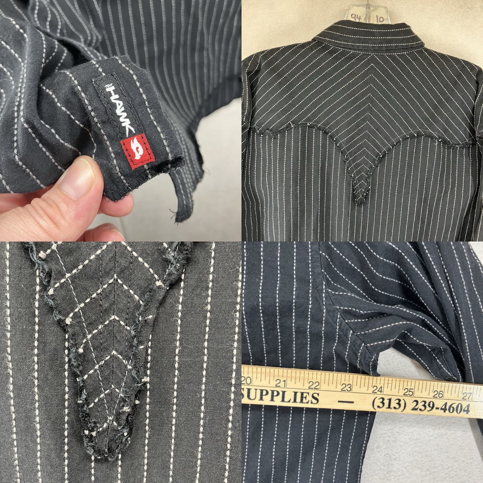 Vintage VINTAGE Mens Pearl Snap Western Shirt Large Tony Hawk y2k Style Black White Stitching Size US L / EU 52-54 / 3 - 9 Thumbnail