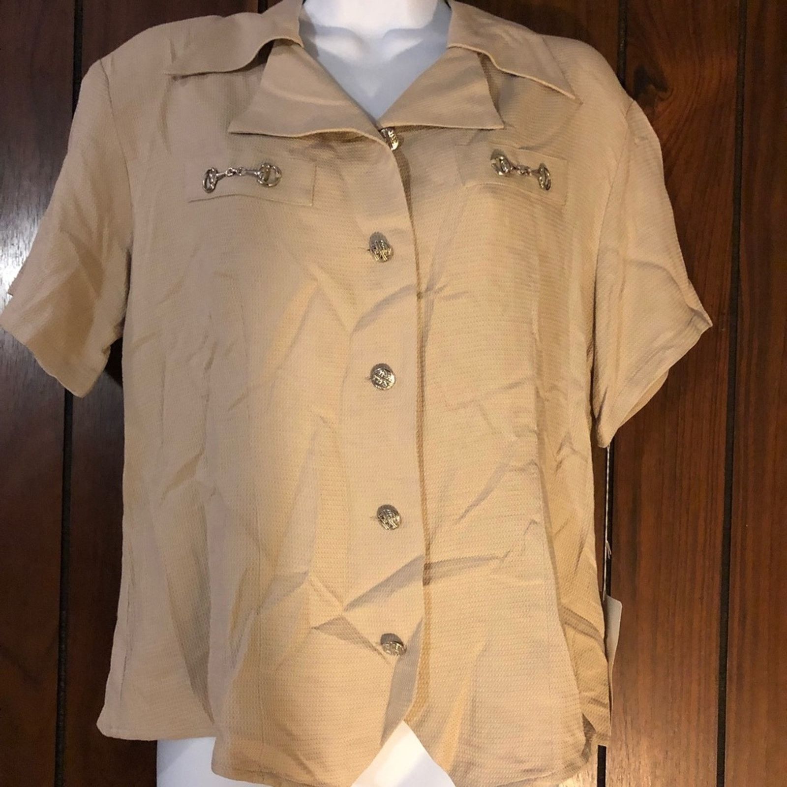 Other NWT K Arnold Career Silk Taffy Caramel Shirt Size M / US 6-8 / IT 42-44 - 2 Thumbnail