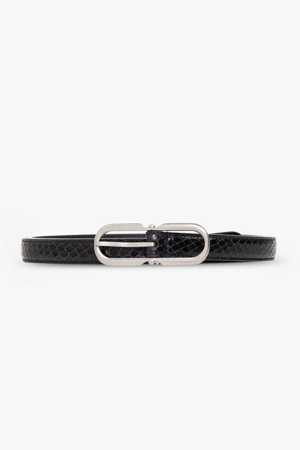 o1s1wg110724 Size: 90 / Long Oval Buckle Thin Belt Leather