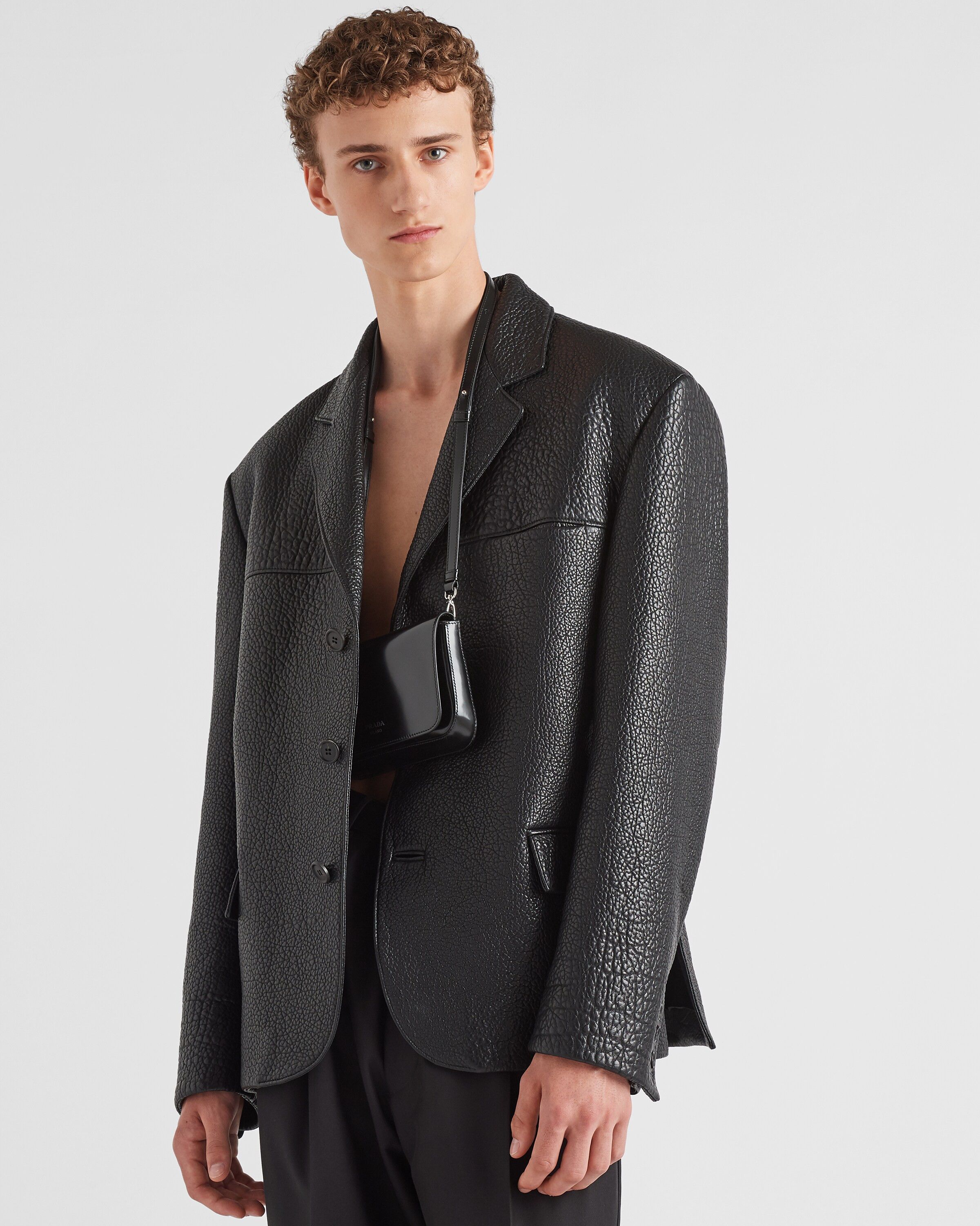 Prada o1bcso1str1025 Nappa Leather Jacket in Black Size US L / EU 52-54 / 3 - 5 Thumbnail