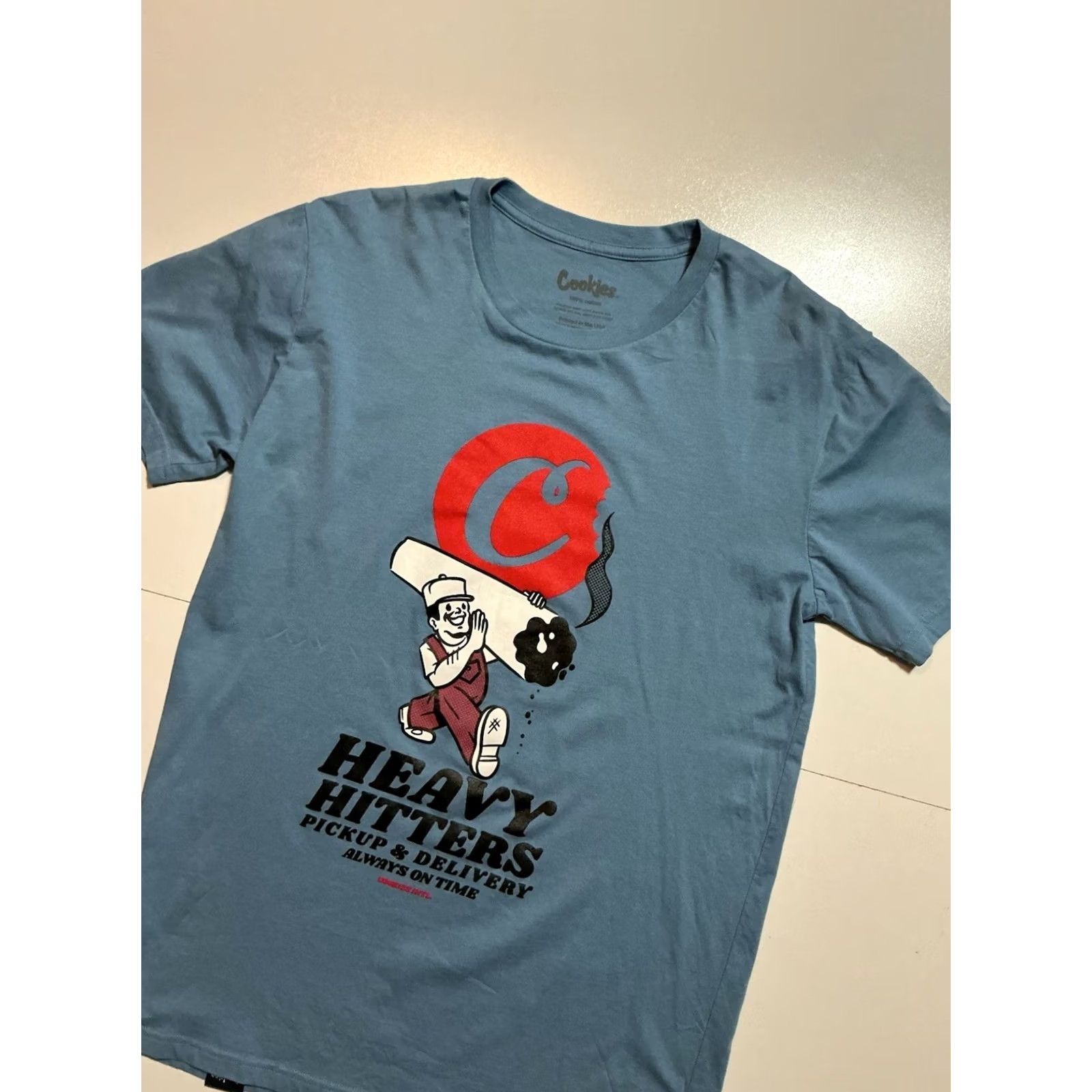 Vintage Cookies SF Heavy Hitters Always On Time Blunt Smoke Graphic Blue S/S T-Shirt MD Size US M / EU 48-50 / 2 - 3 Thumbnail