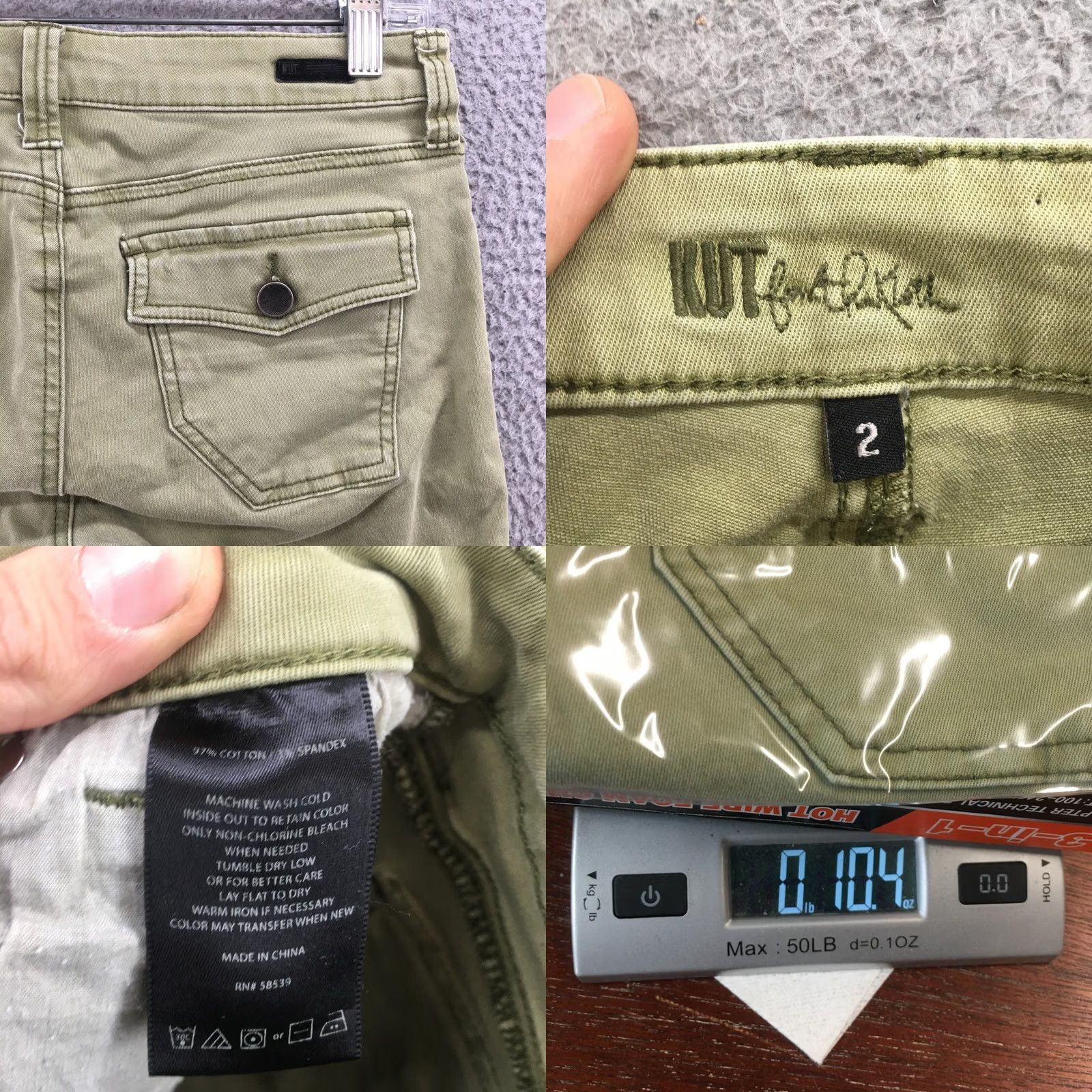 Vintage KUT from the kloth Shorts Womens 2 Green Denim Bermuda Jean Mid Rise Zip Cut Off Size 26" / US 2 / IT 38 - 9 Thumbnail