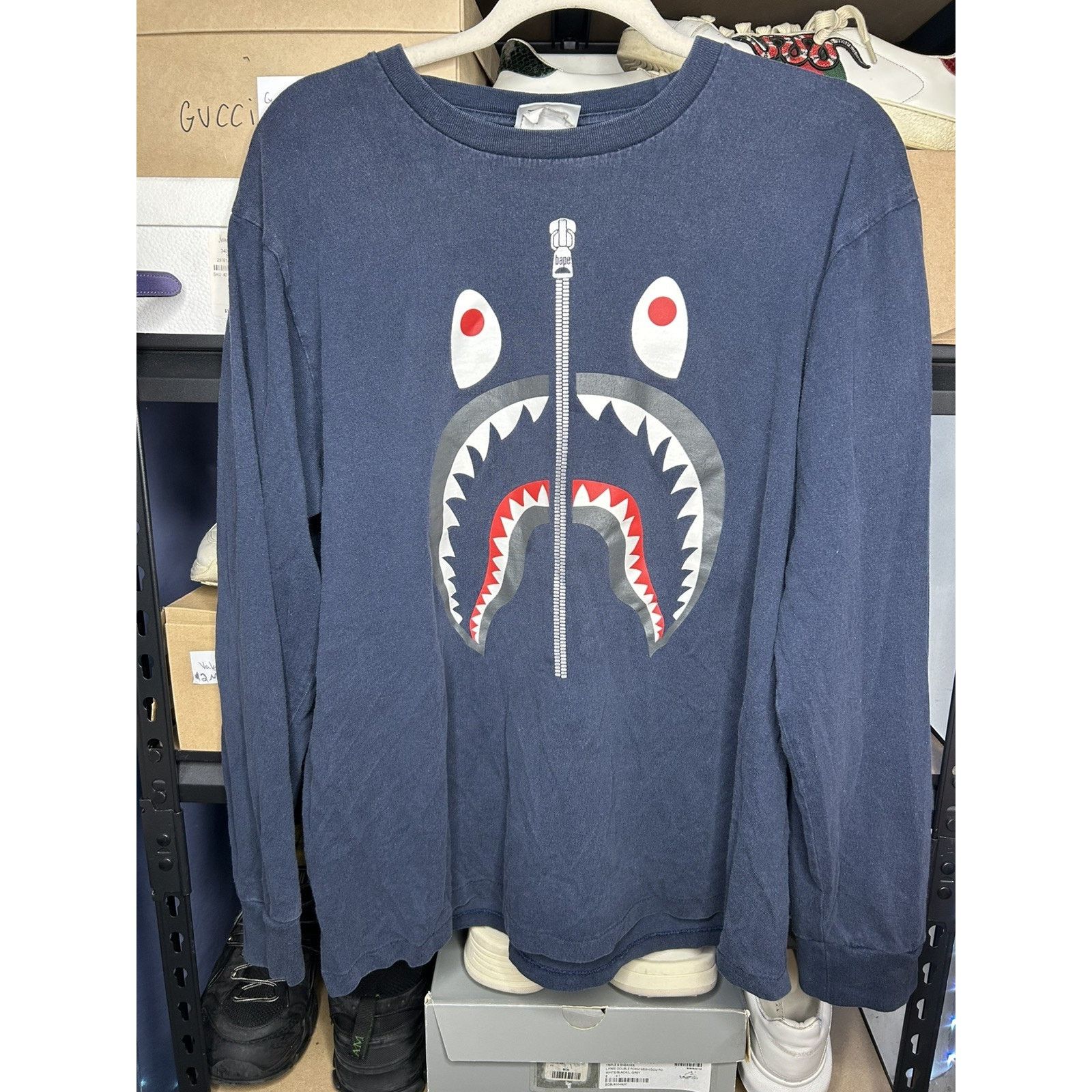 Bape BAPE shark Long sleeve T Shirt Size Medium A Bathing Ape Size US L / EU 52-54 / 3 - 1 Thumbnail