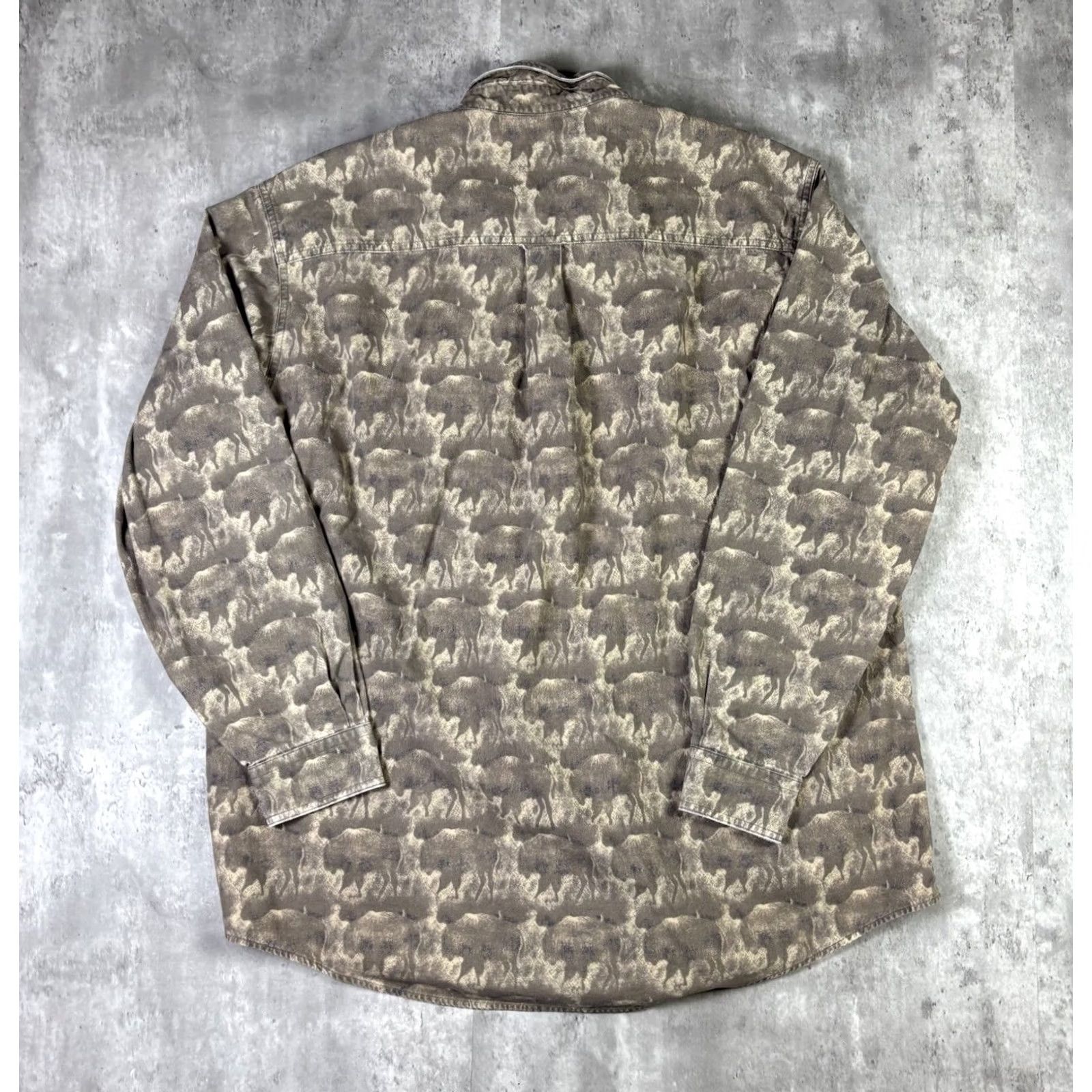 Vintage VINTAGE Woolrich Shirt Button-Up Animal Print 90s 2XL Mens Brown Cotton Twill Long Sleeve Button-Down Size US XXL / EU 58 / 5 - 2 Thumbnail