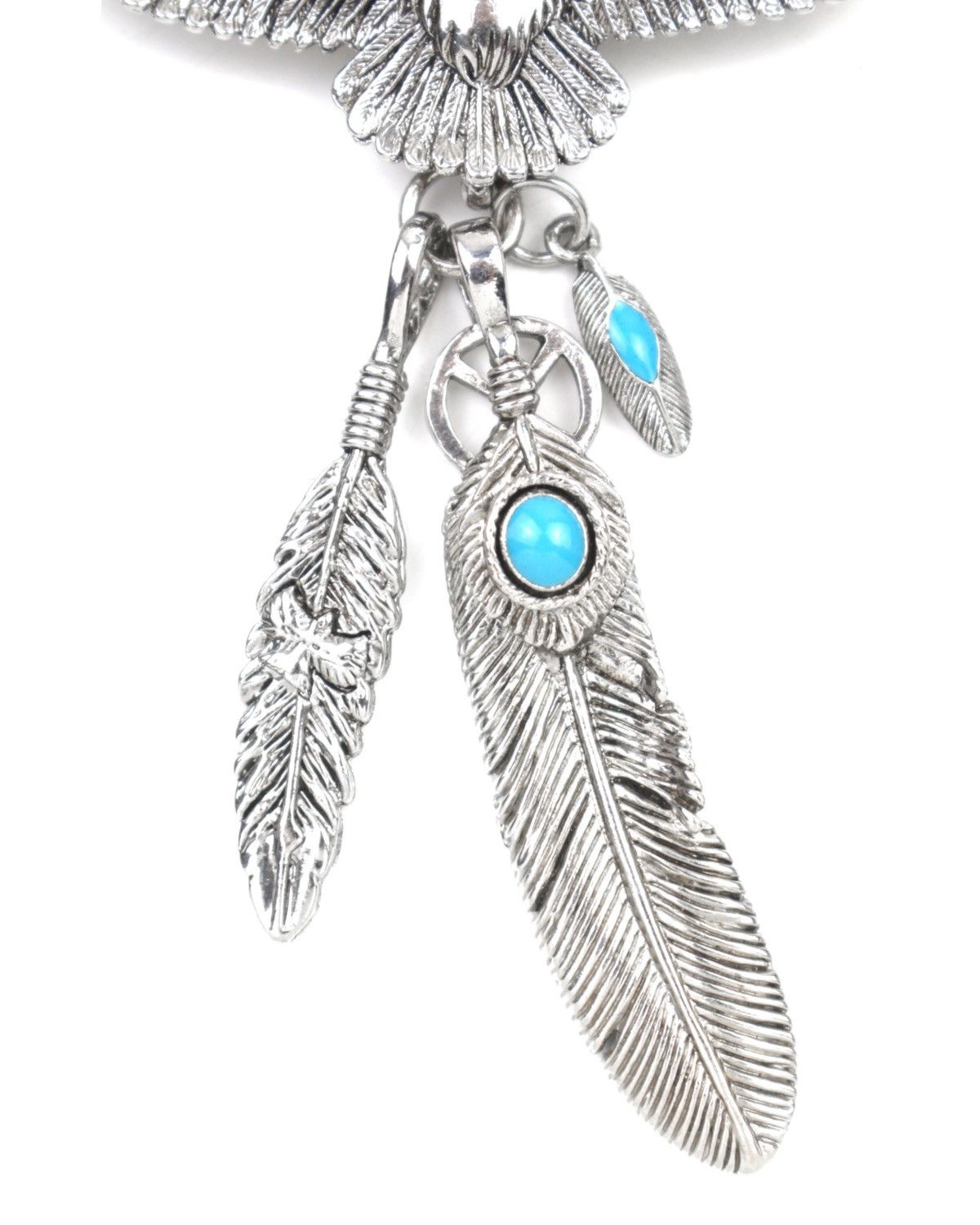 Vintage 2000S JAPANESE MADE EAGLE FEATHER TURQUOISE NECKLACE Size ONE SIZE - 3 Thumbnail