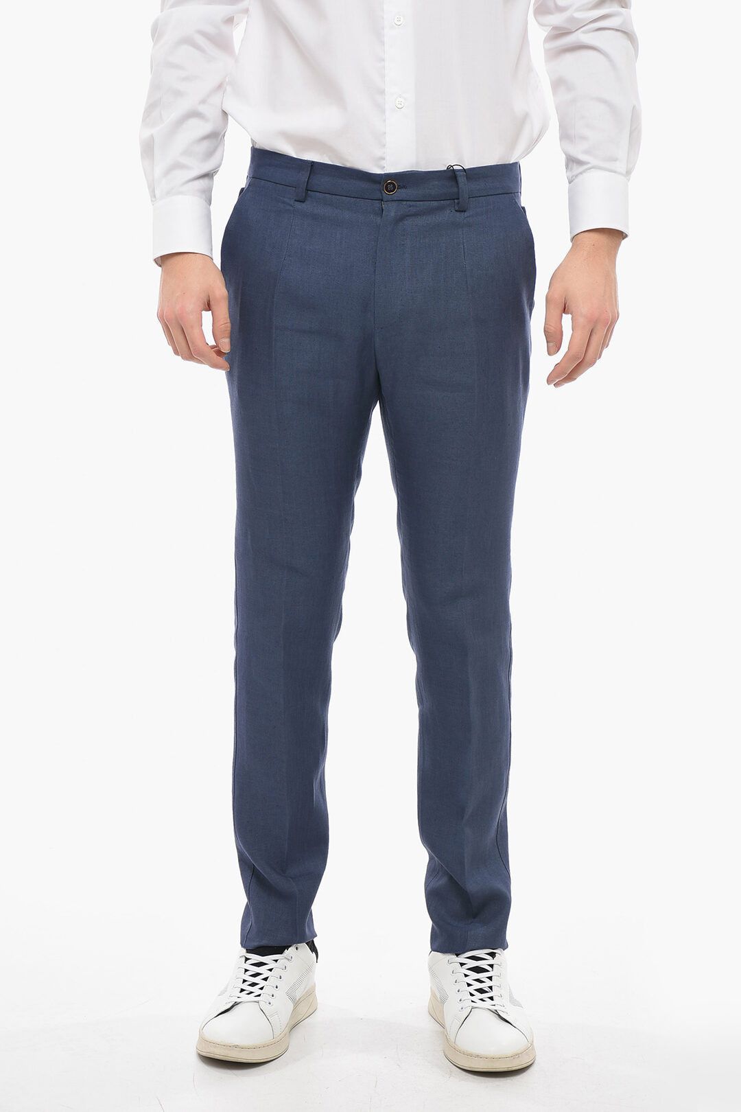 image of Dolce Gabbana Og1Mm0424 4 Pocket Pure Flax Pant In Blue, Men's (Size 28)