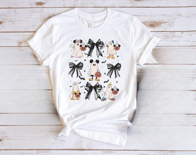 Designer Mickey & Friends Ghost Coquette Bow Halloween Shirt Size L / US 10 / IT 46 - 1 Thumbnail