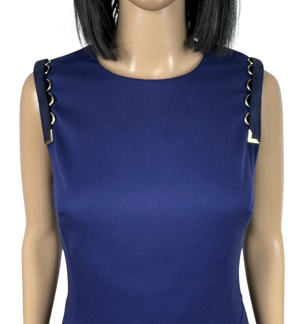 Versace Versace Wool Sheath Mini Dress Leather Decor size 44 Size M / US 6-8 / IT 42-44 - 4 Thumbnail