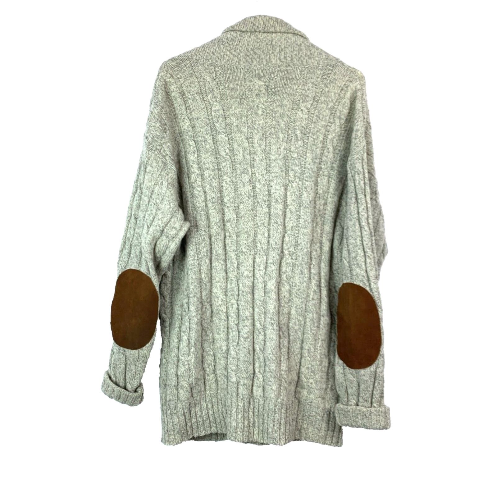 Eddie Bauer VINTAGE Eddie Bauer Wool Blend Leather Button Elbow Patches Cardigan Gray L 1990s Mens Wool Blend Cardigan Size US L / EU 52-54 / 3 - 3 Thumbnail