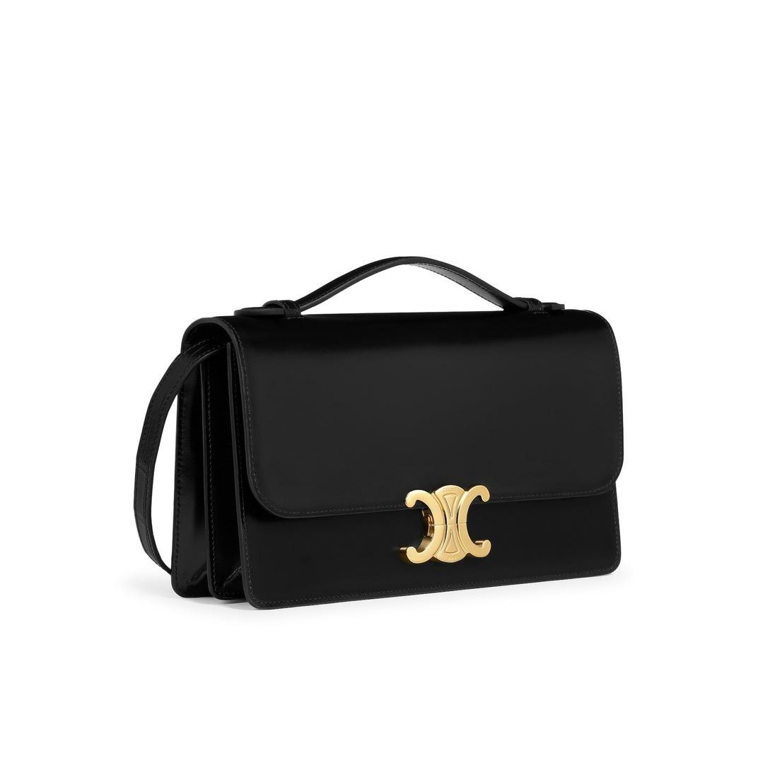 Celine CELINE Medium Triomphe Folio $4100 Black Shoulder Bag New Size ONE SIZE - 2 Thumbnail