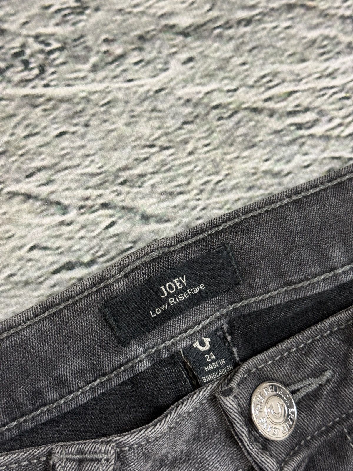 True Religion jeans grey thick stitching Joey flared