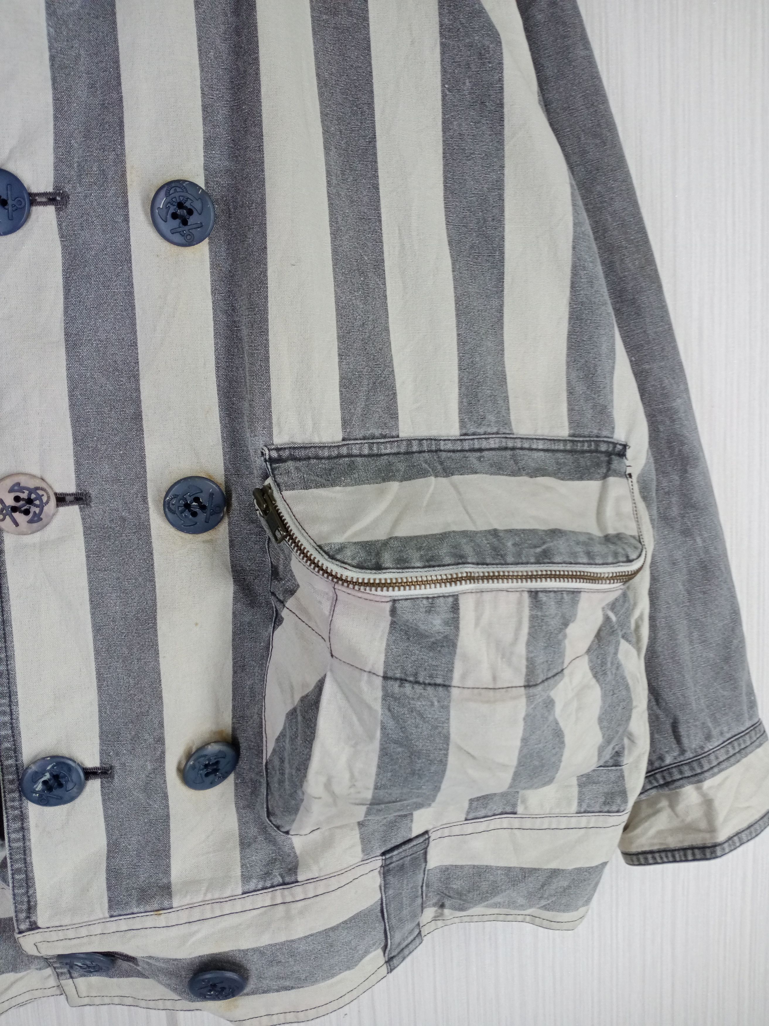 Issey Miyake ONLY ONE Vintage Issey Miyake Striped Denim Bomber Jacket Size US XL / EU 56 / 4 - 7 Thumbnail