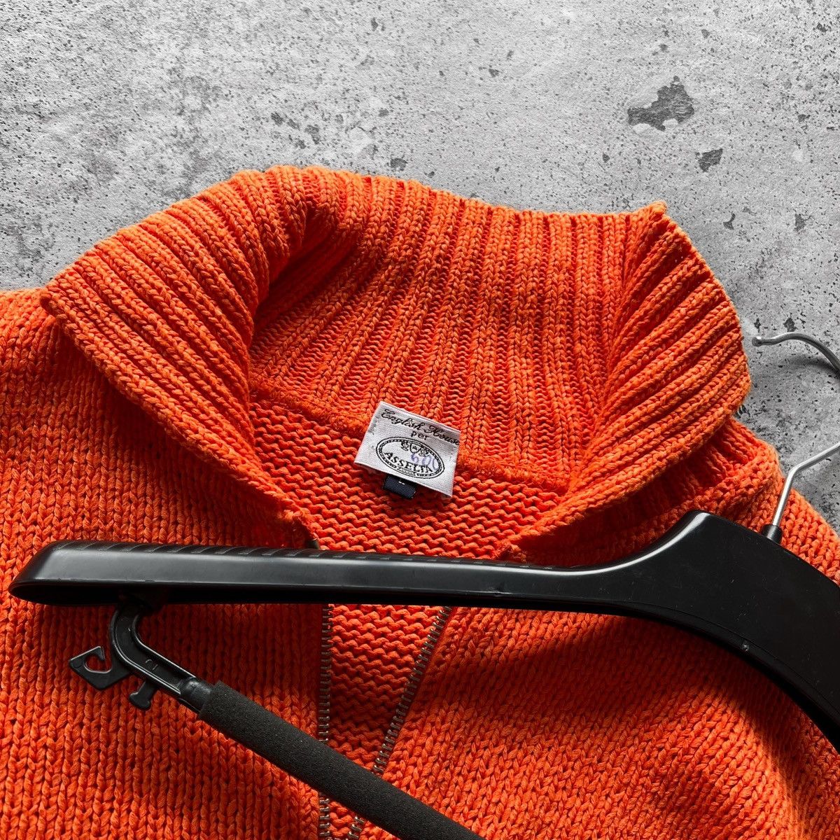Designer Asselta English Knitted Orange Long Sleeve Sweater 1/4 Zip Size US L / EU 52-54 / 3 - 3 Thumbnail