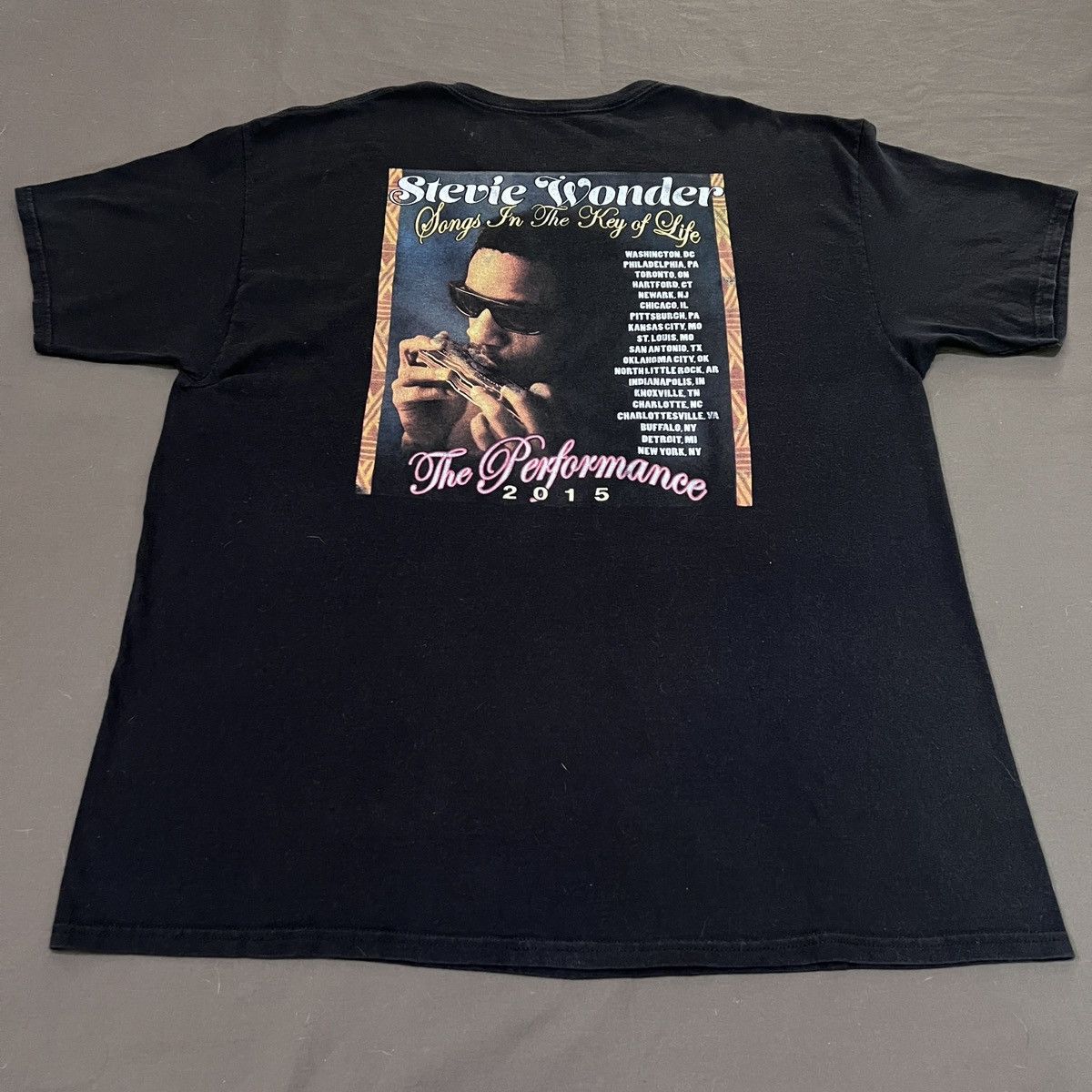 Band Tees × Rap Tees × Star Of Hollywood Stevie Wonder The Performance 2015 Tour Promo Tee 2XL Size US XXL / EU 58 / 5 - 7 Thumbnail