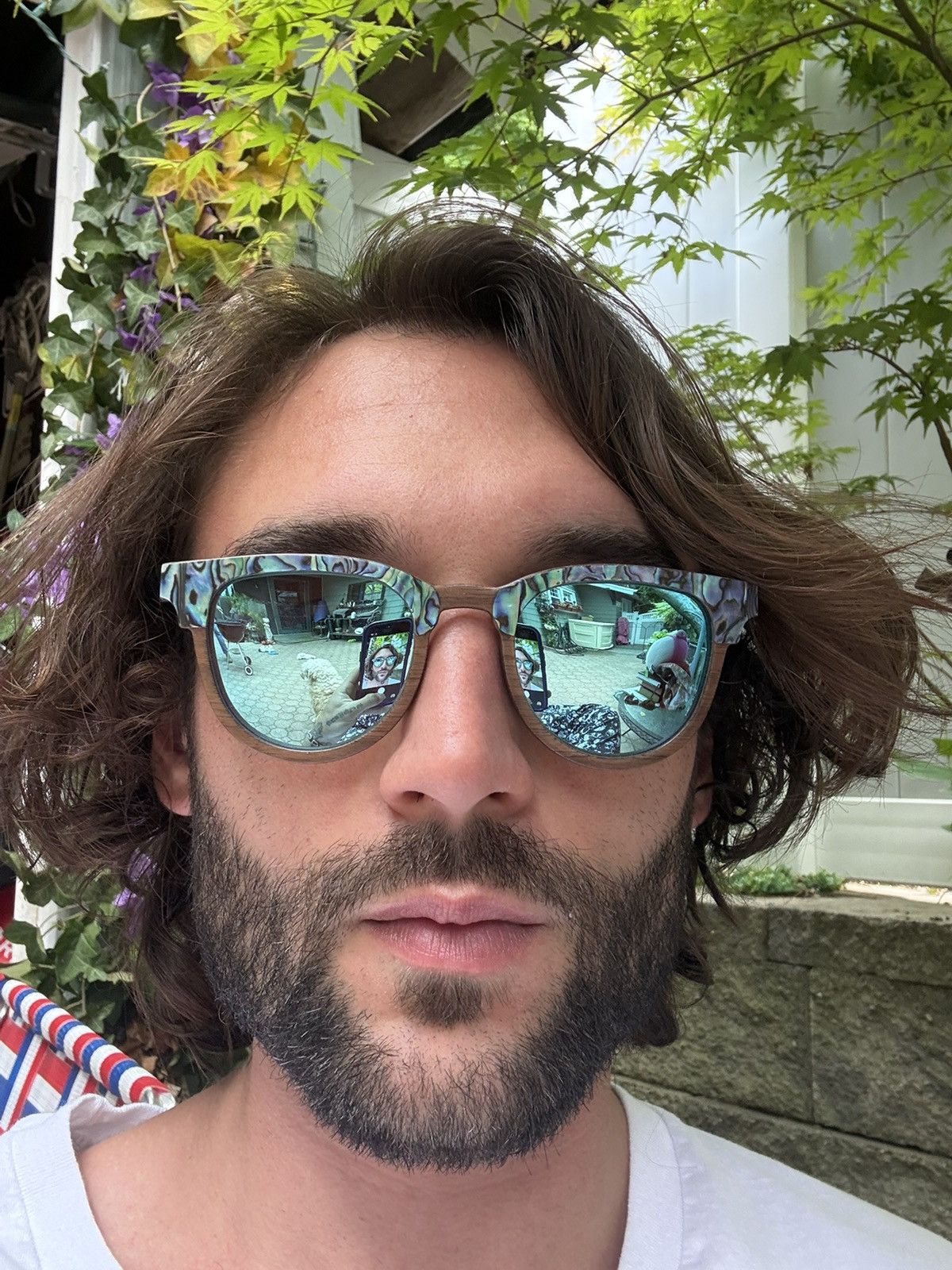 Handmade Handmade Wood sunglasses seashell blue lenses Size ONE SIZE - 7 Thumbnail