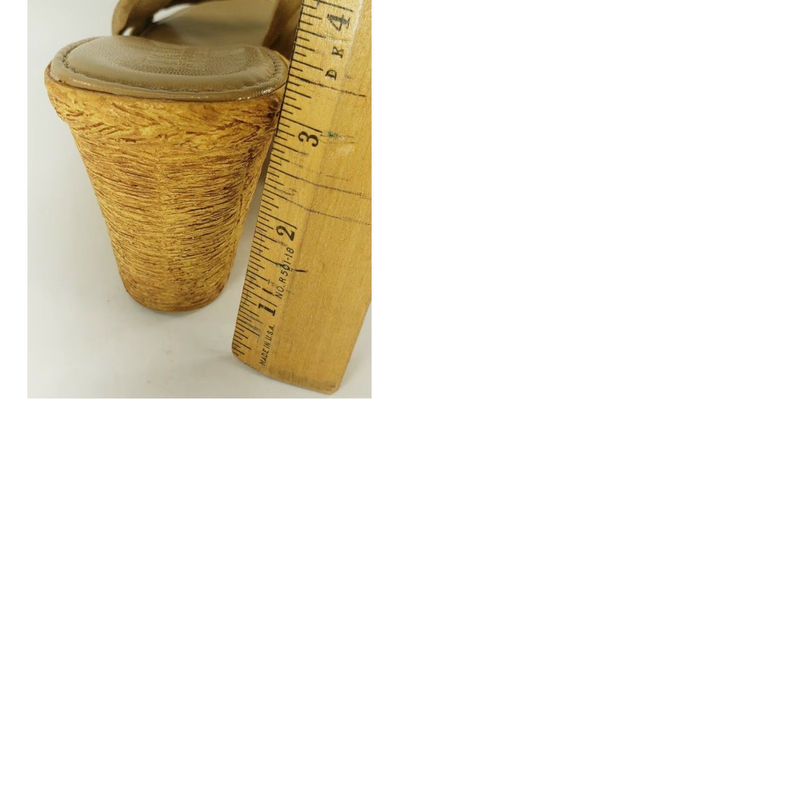 Vintage ITALIAN Shoemaker Gold Metallic Skin Tone Wedge Slide Sandal Womens 8M ITALY Size US 8 / IT 38 - 9 Thumbnail