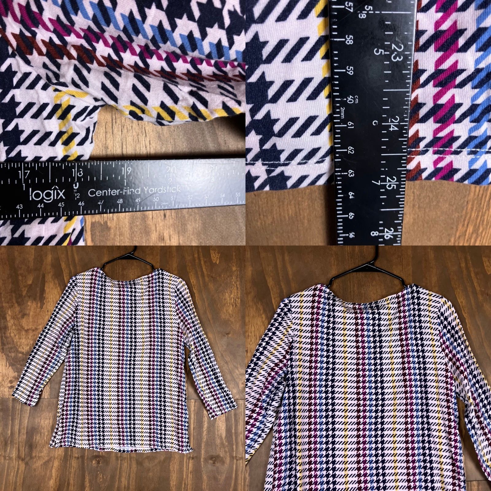 Talbots Talbots Womens Shirt Multicolor Houndstooth 3/4 Sleeve Stretch Large Size L / US 10 / IT 46 - 8 Thumbnail