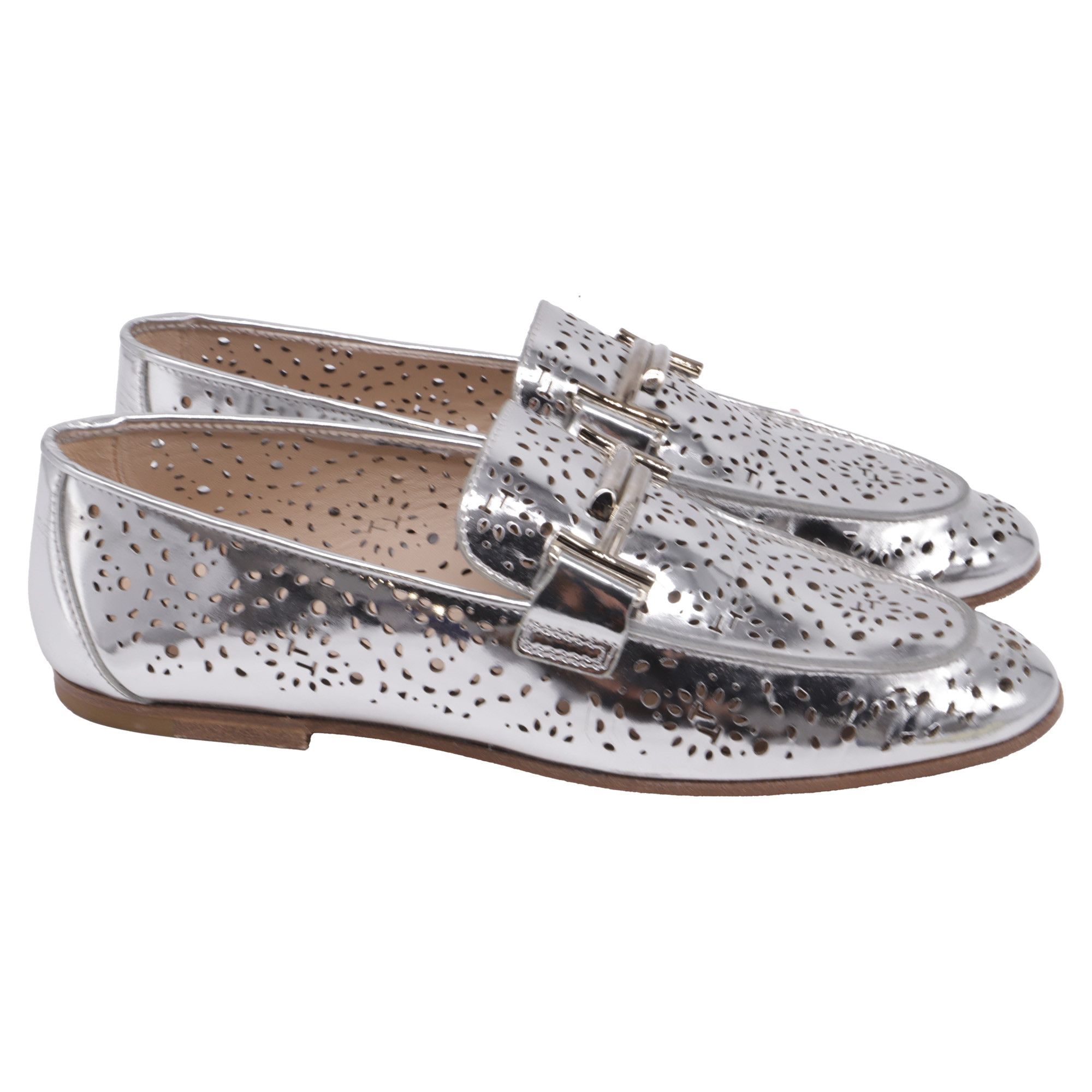Tod's Tod's Perforated Loafers in Metallic Leather Size US 6 / IT 36 - 1 Thumbnail