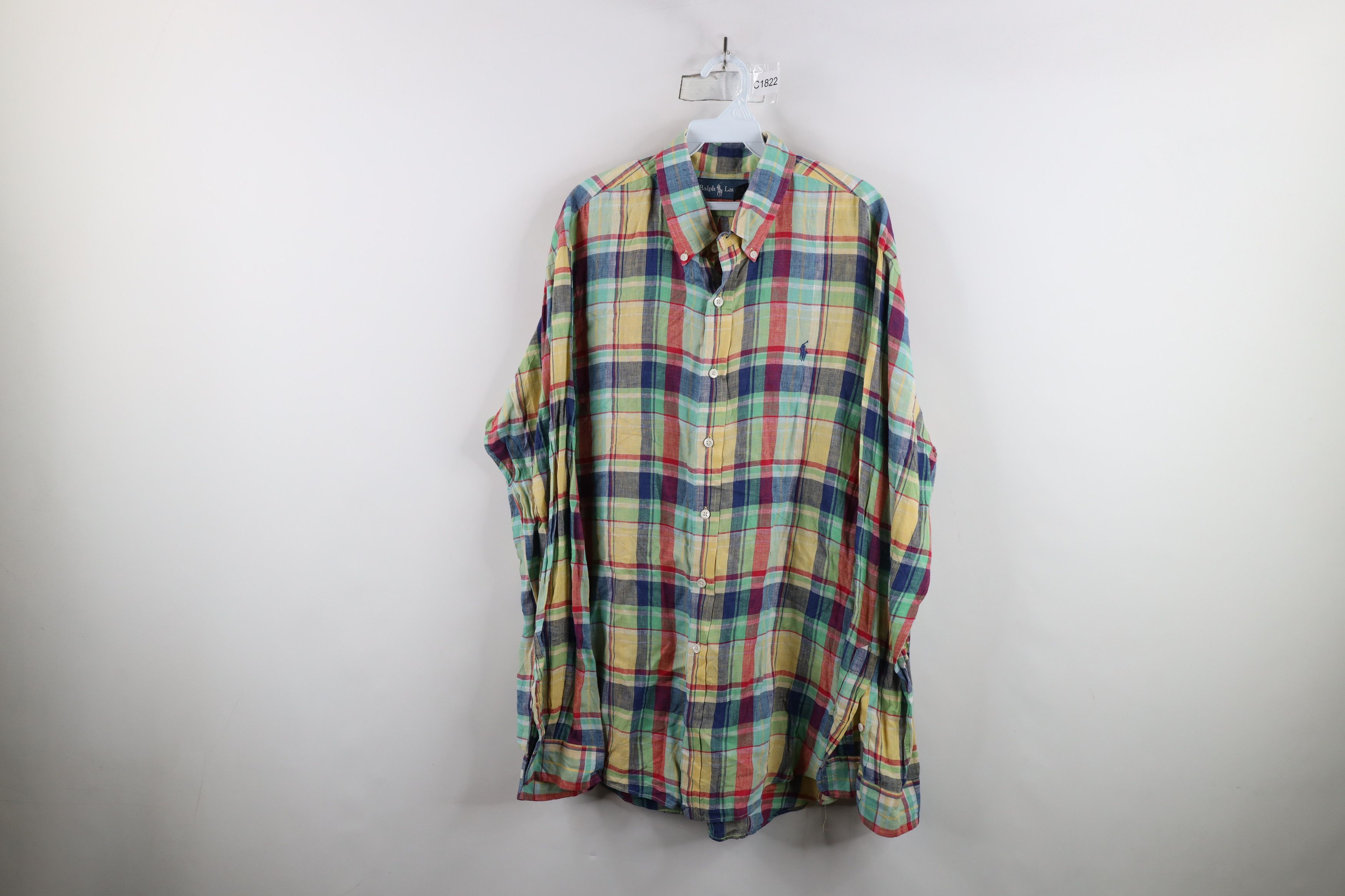 Ralph Lauren × Vintage Vintage 90s Ralph Lauren Rainbow Plaid Button Down Shirt Size US XL / EU 56 / 4 - 1 Thumbnail