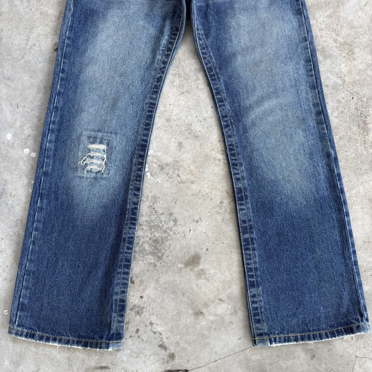 Japanese Brand W32x30 Vintage Snap Red Flare Faded Denim Jean Pants Size US 33 - 4 Thumbnail
