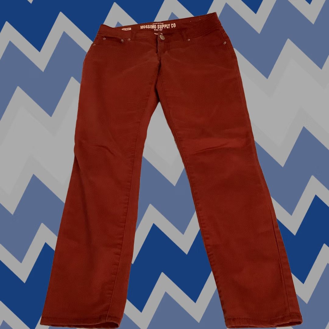 Mossimo Mossimo Jeans Women's Juniors Size 9 Red Skinny Fit 28in Inseam Jeans Skinny Low Rise Contemporary Pattern Solid Button Closure Mens? Size 30" / US 8 / IT 44 - 1 Thumbnail
