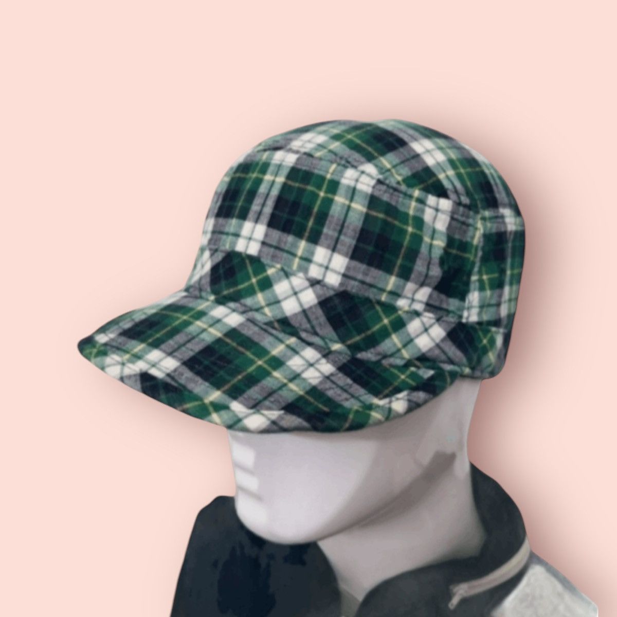 Japanese Brand VINTAGE UNIQLO GREEN PLAID ARMY CADET HAT Size ONE SIZE - 1 Thumbnail