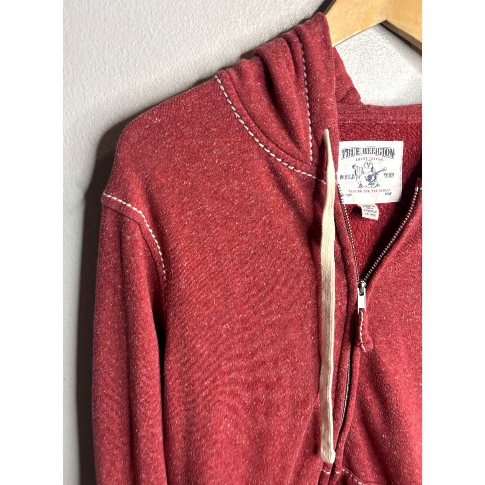 True Religion True Religion Hoodie Mens M Red Full Zip Fleece Horseshoe Logo Sweatshirt Size US M / EU 48-50 / 2 - 2 Thumbnail