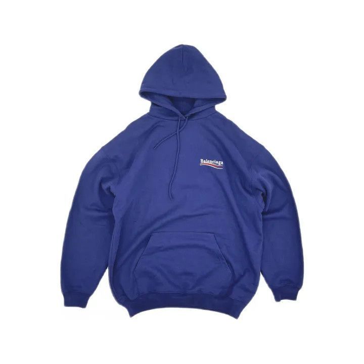 Balenciaga Balenciaga Balenciaga Logo Embroidered Hoodie in Deep Blue Size US M / EU 48-50 / 2 - 2 Thumbnail