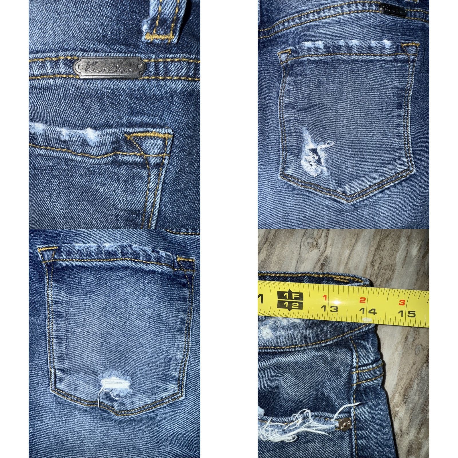 Vintage Kancan Jeans Women’s 27 Denim Distressed Raw Hem Stretch Blue Mid Rise 5-Pocket City Modern Straight Size 27" / US 4 / IT 40 - 8 Thumbnail