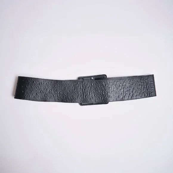 Sarah Pacini Sarah Pacini Big Ostrich Embossed Leather Belt - Black (NEW) Size ONE SIZE - 5 Thumbnail
