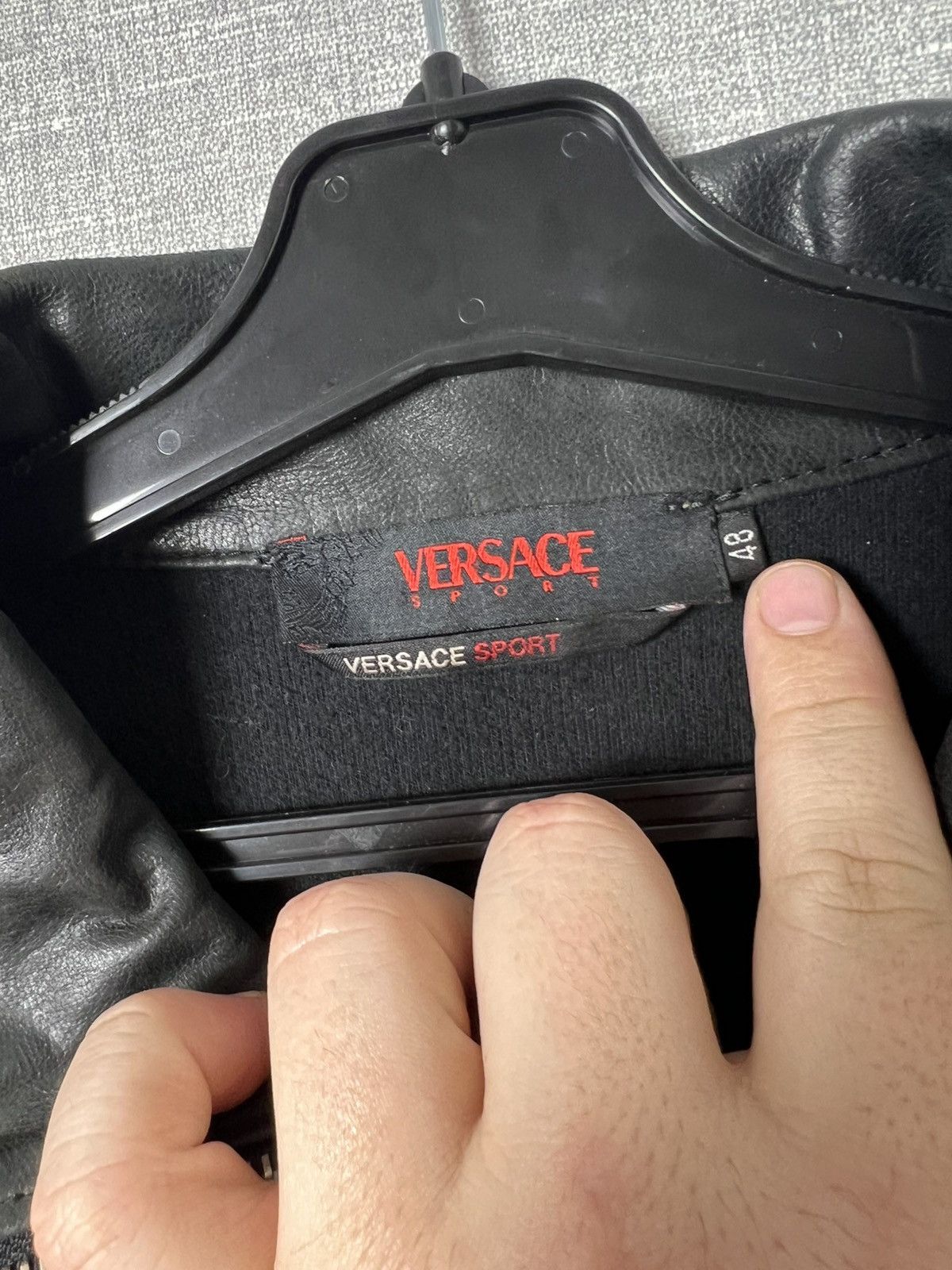 Versace Vintage Versace Sport Big Logo Collared Leather Jacket Biker Size US M / EU 48-50 / 2 - 21 Thumbnail
