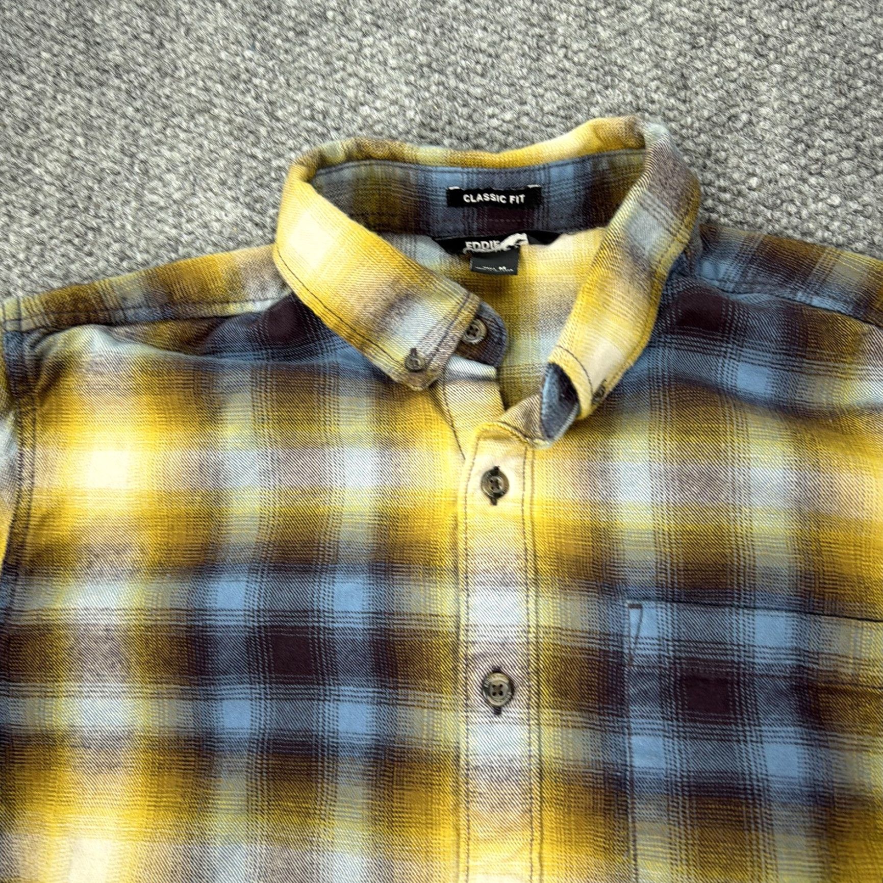 Eddie Bauer Eddie Bauer Shirt Mens Medium Yellow Blue Plaid Flannel Button-Down Classic Fit Size US M / EU 48-50 / 2 - 2 Thumbnail