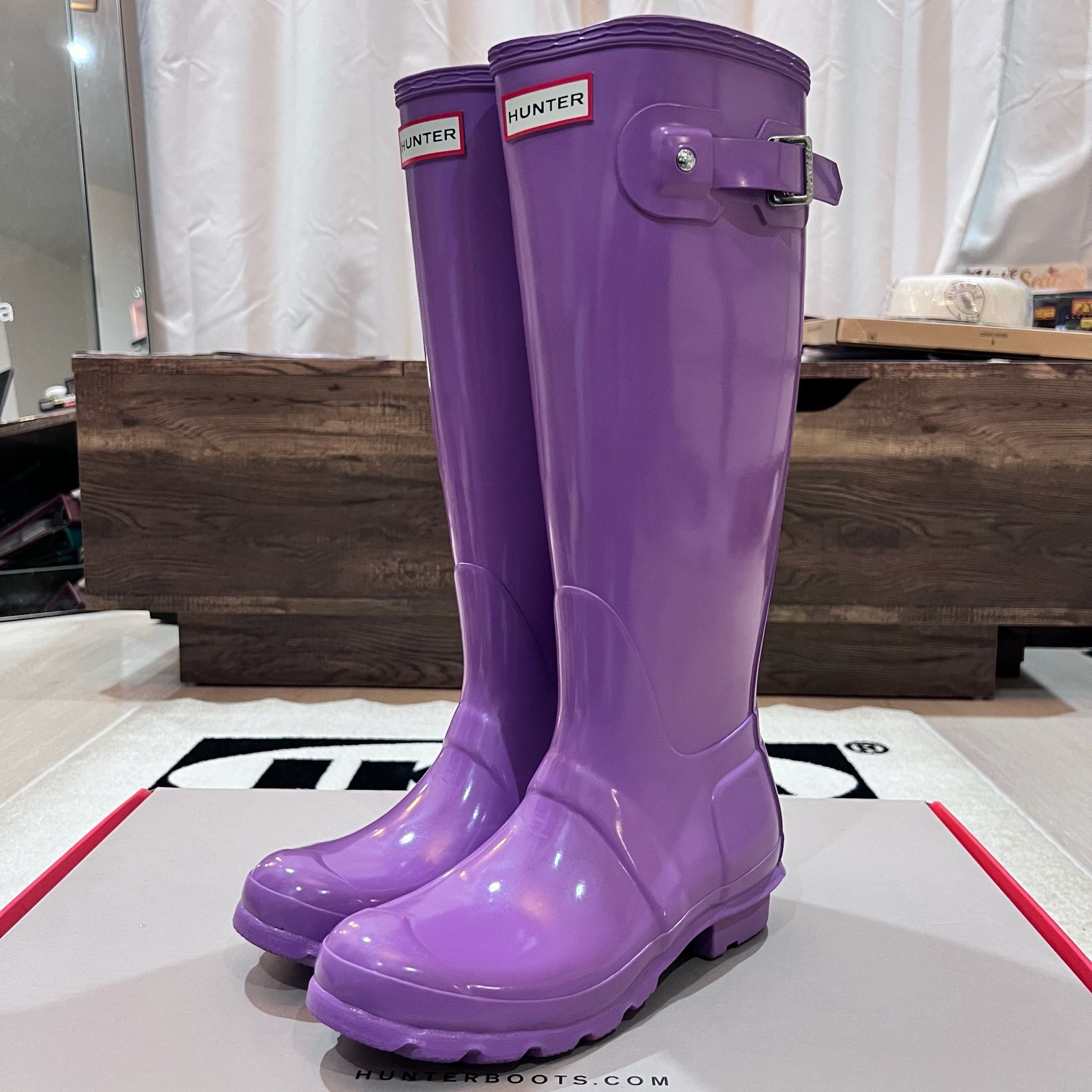 Hunter Hunter Original Tour Tall Gloss Purple Winter Rain Boots Size US 6 / IT 36 - 1 Thumbnail