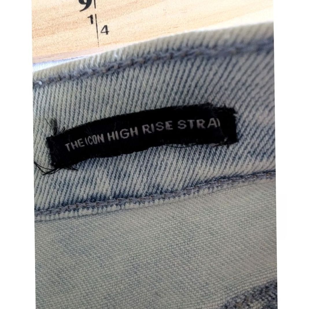 Vintage KENDALL + KYLIE The Icon High Rise Straight Jeans Light Wash Distressed 9/29 Womens Jeans Size 30" / US 8 / IT 44 - 5 Thumbnail