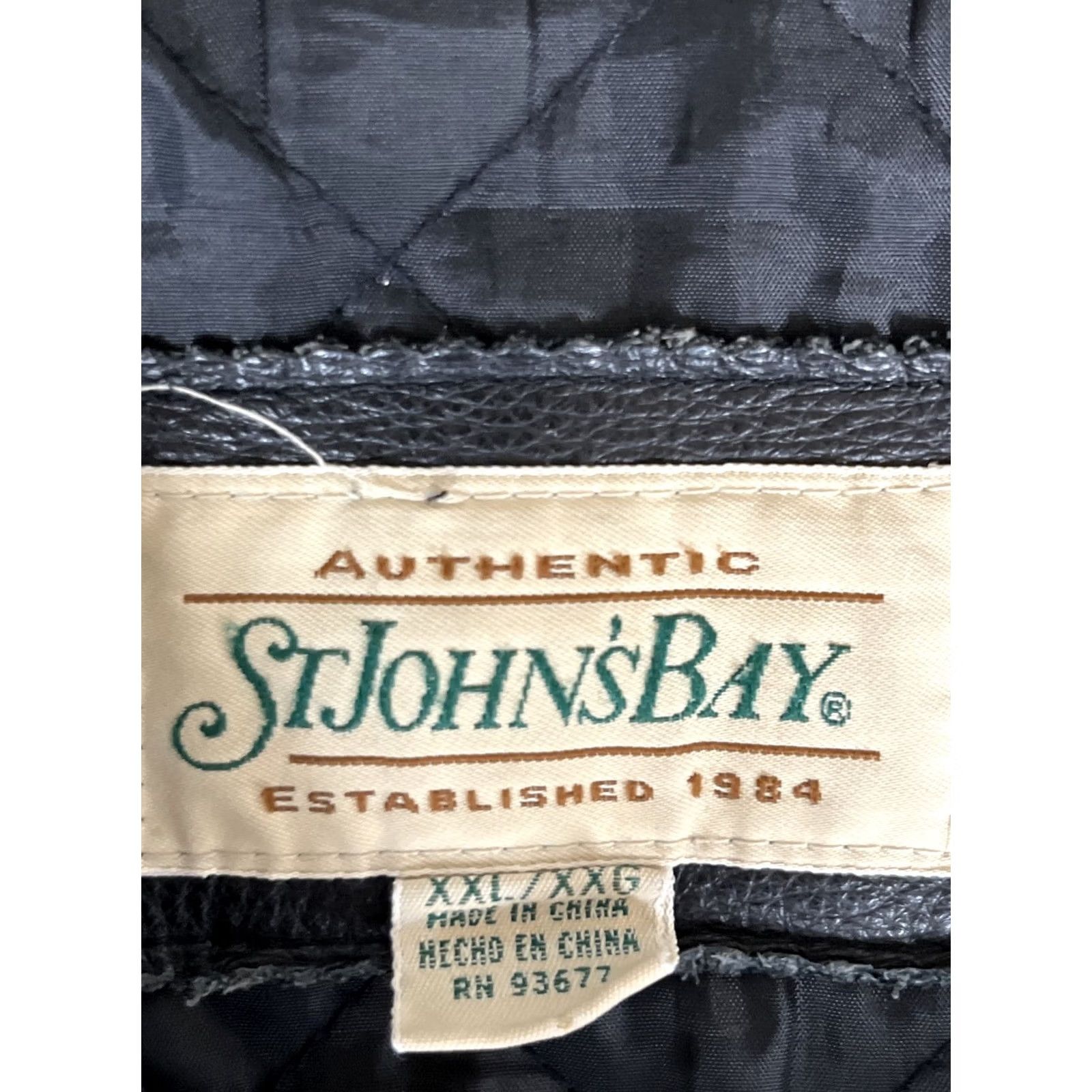 Vintage VINTAGE St. John's Bay Jacket Mens 2XL Black Leather Biker Bomber Lined Zip Coat Size US XXL / EU 58 / 5 - 2 Thumbnail