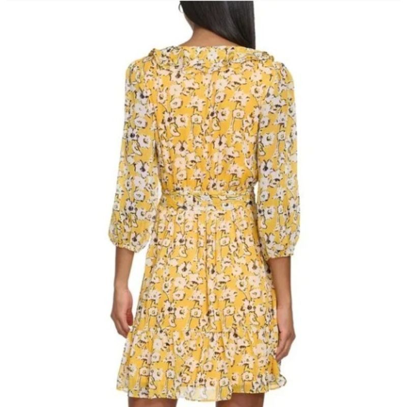 Karl Lagerfeld Karl Lagerfeld Paris Chiffon Floral Print V-Neck Mini Dress Size M / US 6-8 / IT 42-44 - 7 Thumbnail