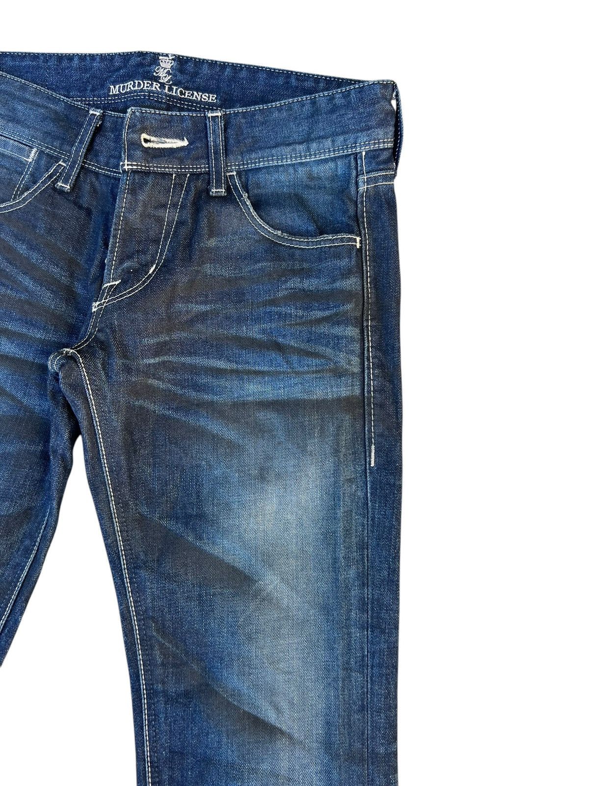 If Six Was Nine × Le Grande Bleu (L.G.B.) × Murder License Clawmark Waxed Denim Murder License Flare Jeans Size US 29 - 11 Thumbnail