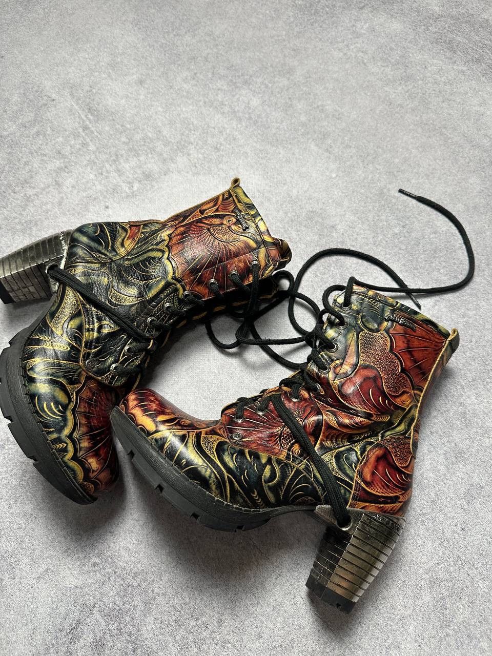 New Rock × Vintage Vintage New Rock Abstarct Pattern Boots Size 39 Size US 9 / IT 39 - 2 Thumbnail