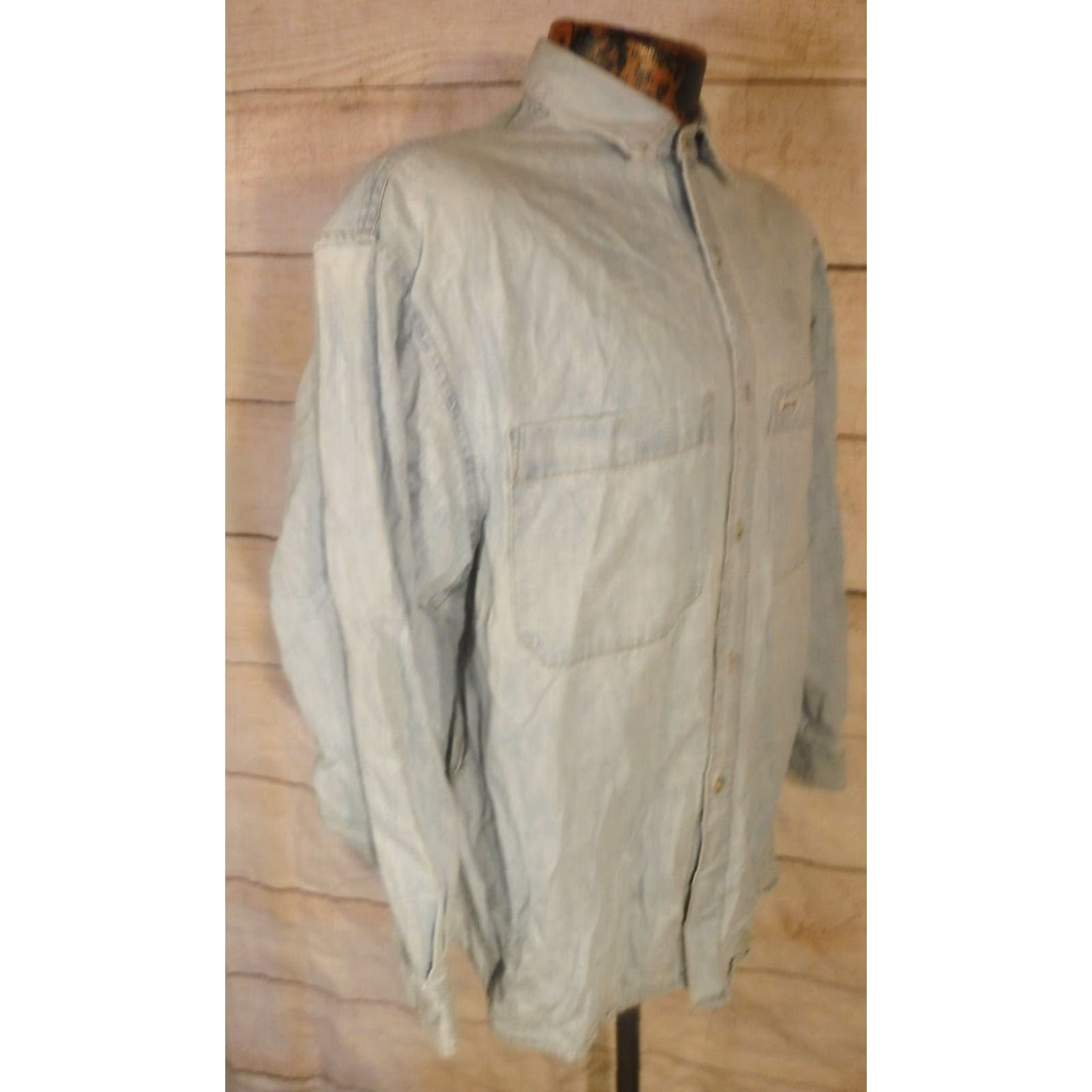 Guess VINTAGE GUESS Cowboy Denim Shirt Adult Small Blue Solid Classic Fit Long Sleeve Mens Size US S / EU 44-46 / 1 - 2 Thumbnail