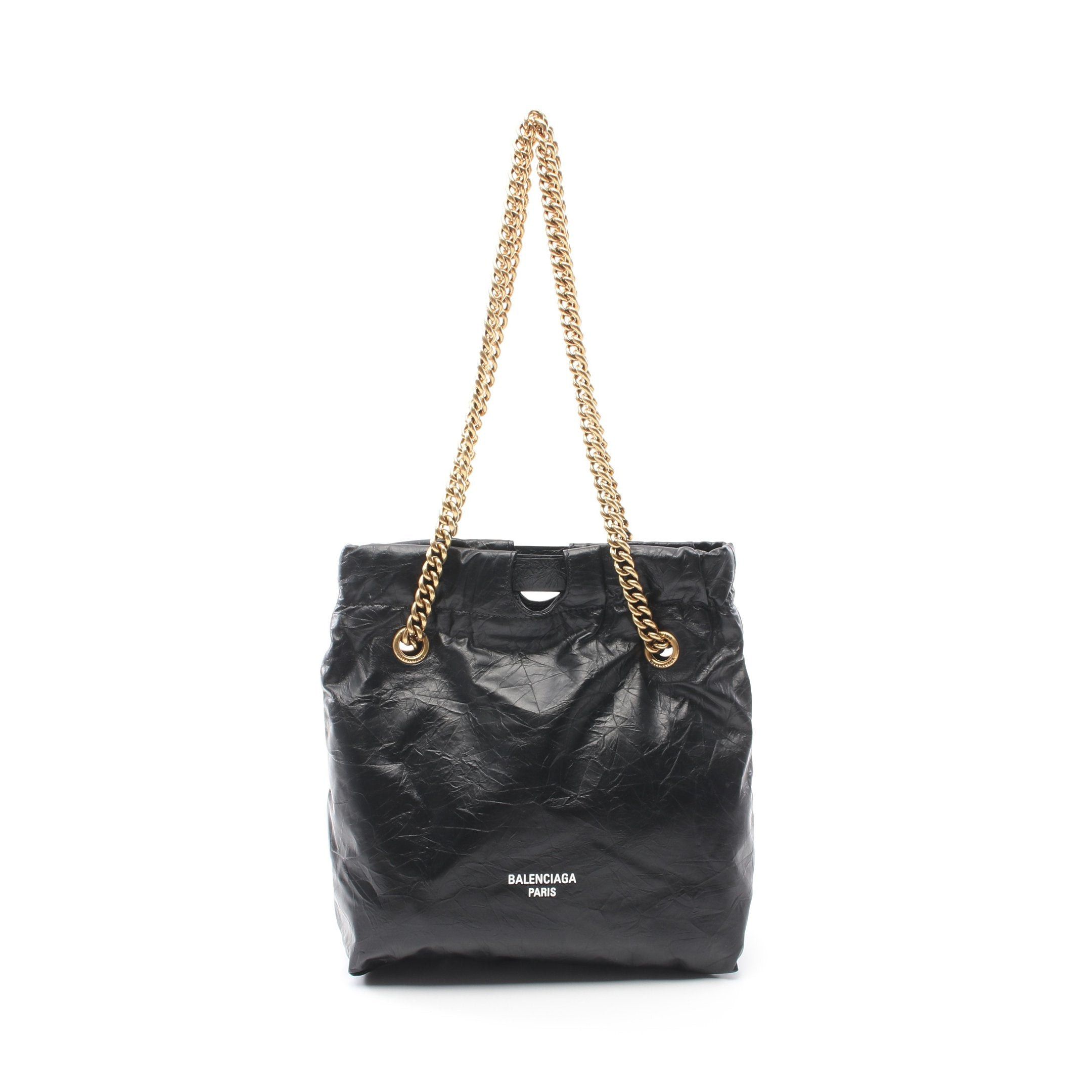 Balenciaga Balenciaga Crush Small Tote Bag Chain Shoulder Leather Black Size ONE SIZE - 1 Thumbnail
