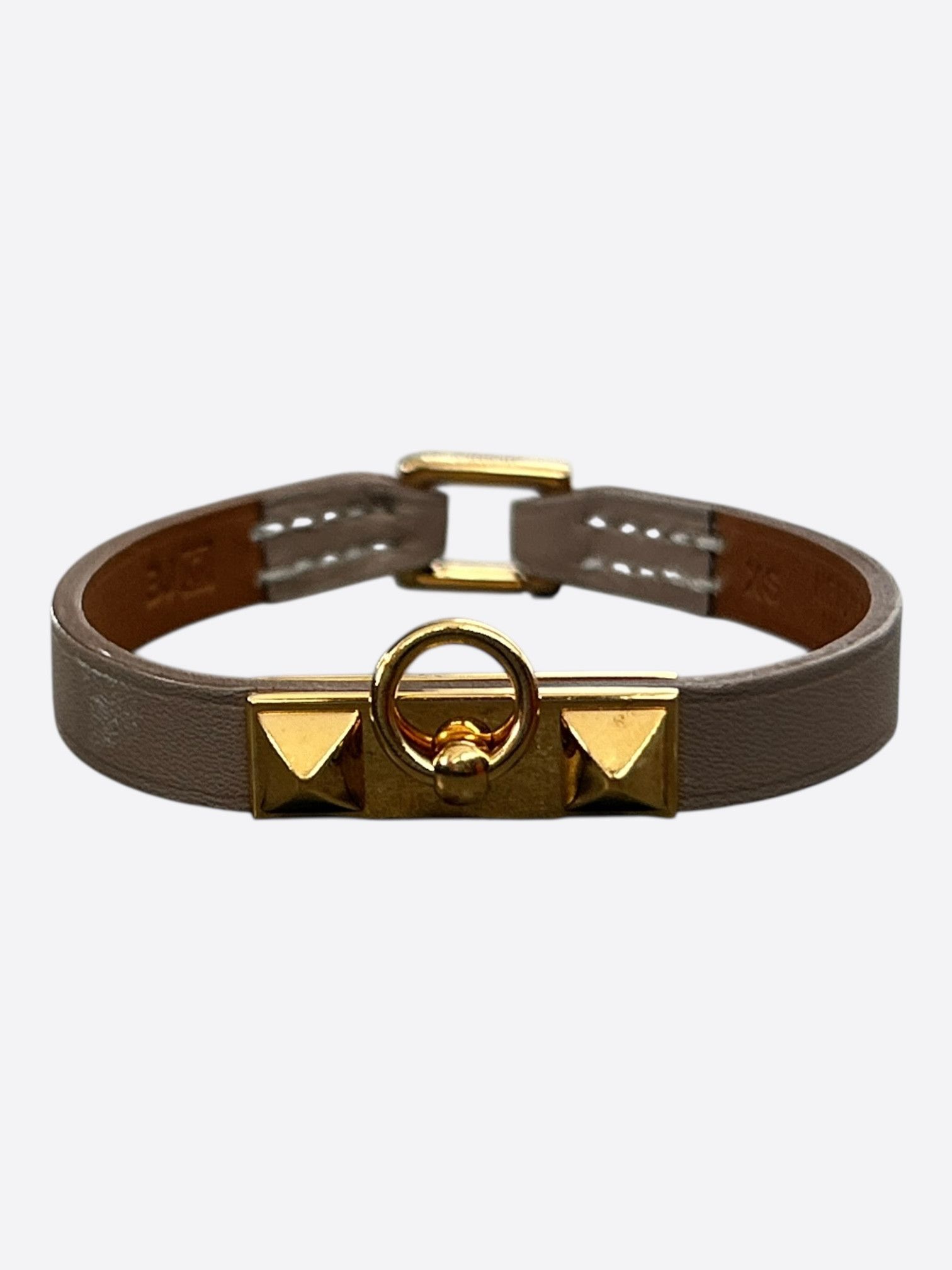Hermes Hermes Etoupe Swift & Gold Hardware Mini Rivale Bracelet Size ONE SIZE - 1 Thumbnail