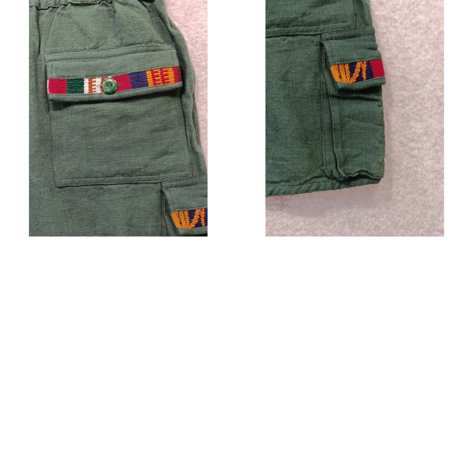 Vintage ARTES TIPICAS TECUM Pants Unisex Adults L Green 100% Cotton Canvas Wide-Leg Embroidered Pockets Adjustable Waist Size 36" / US 14 / IT 50 - 9 Thumbnail